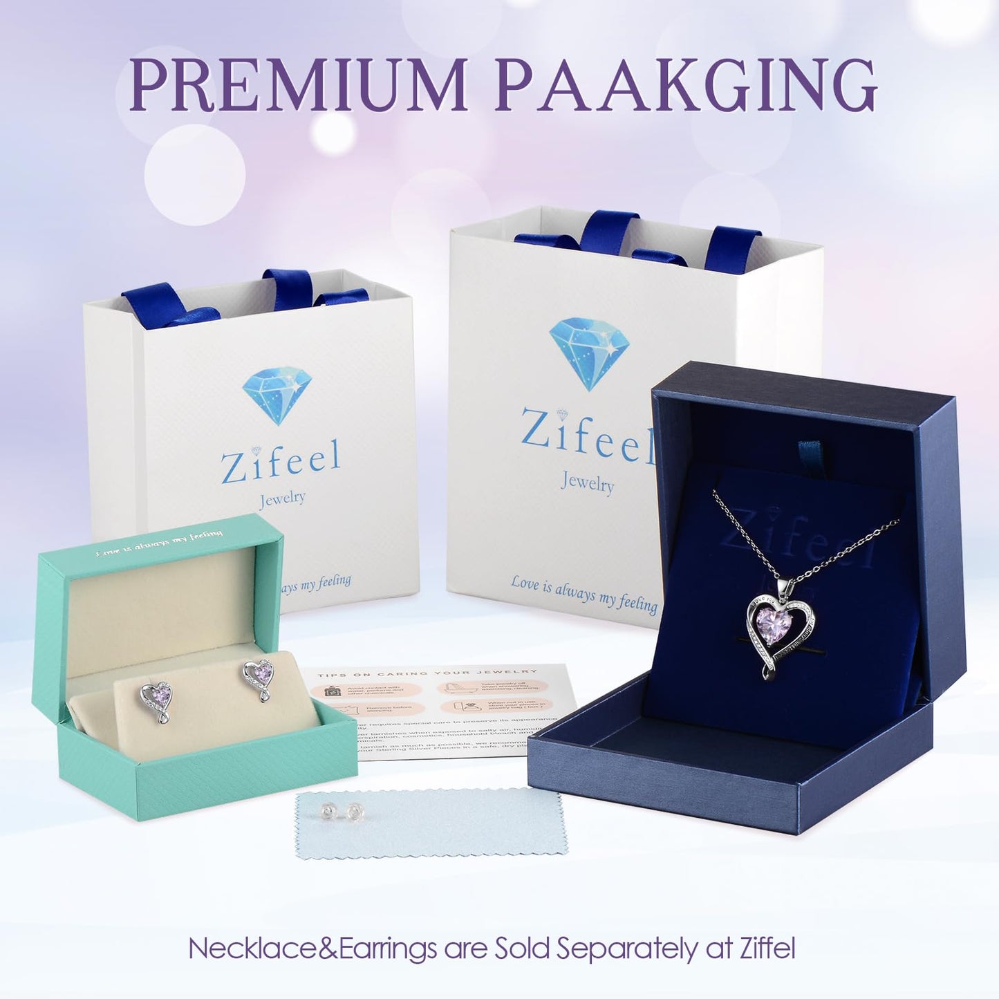 Zifeel Earrings for Women, 925 Sterling Silver Birthstone Heart Studs Earring for Girlfriend Wife, Anniversary Birthday Christmas Valentines Mother’s Day Gifts Jewelry for Women Wife Her Mom