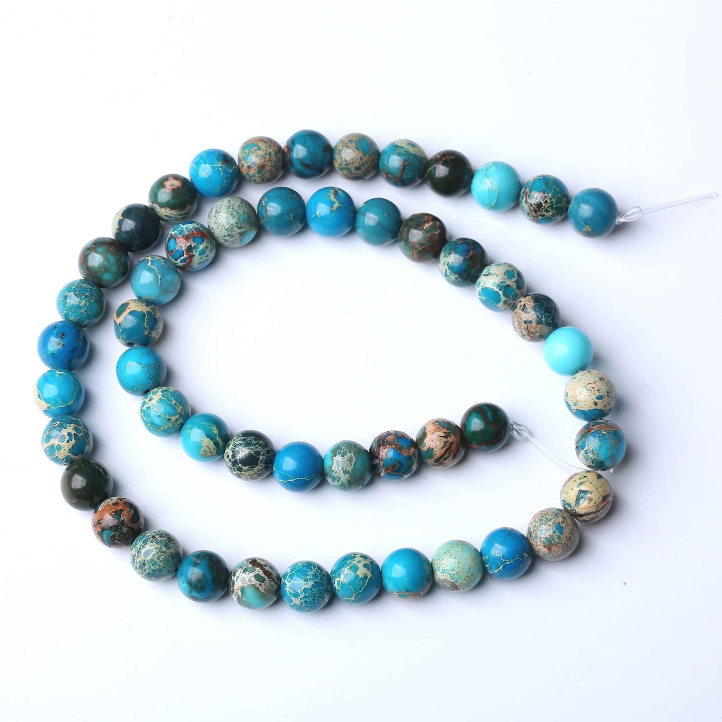 36PCS 10mm Natural Blue Imperial Jasper Beads Round Loose Stone Beads for Jewelry Making for Jewelry Making DIY Bracelet Necklace 15 Inch,Energy Stone Healing Power (10mm, Blue Imperial Jasper Beads)