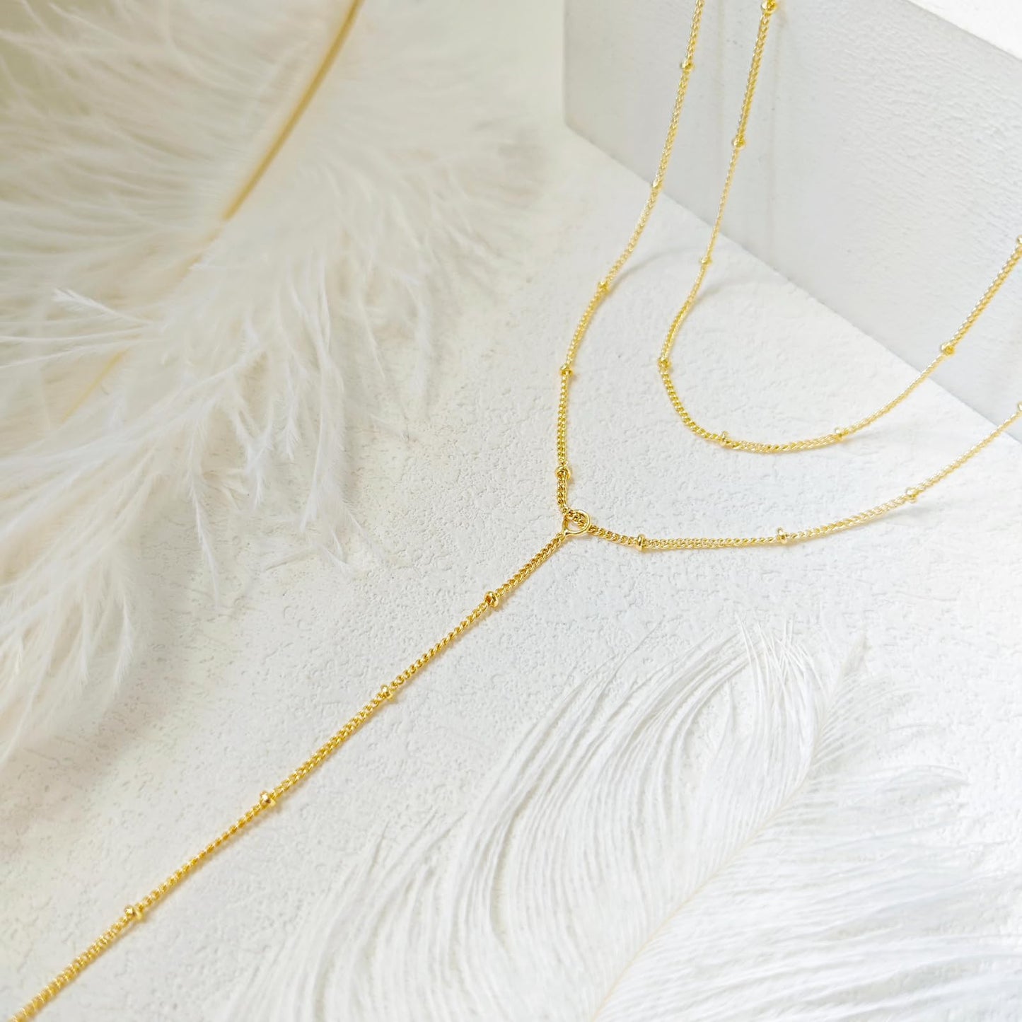 HERIER Long Gold Necklace for Women Dainty 14K Gold Plated Drop Lariat Chain Necklace Layered Y-Shaped Necklaces Trendy Simple Jewelry Gifts