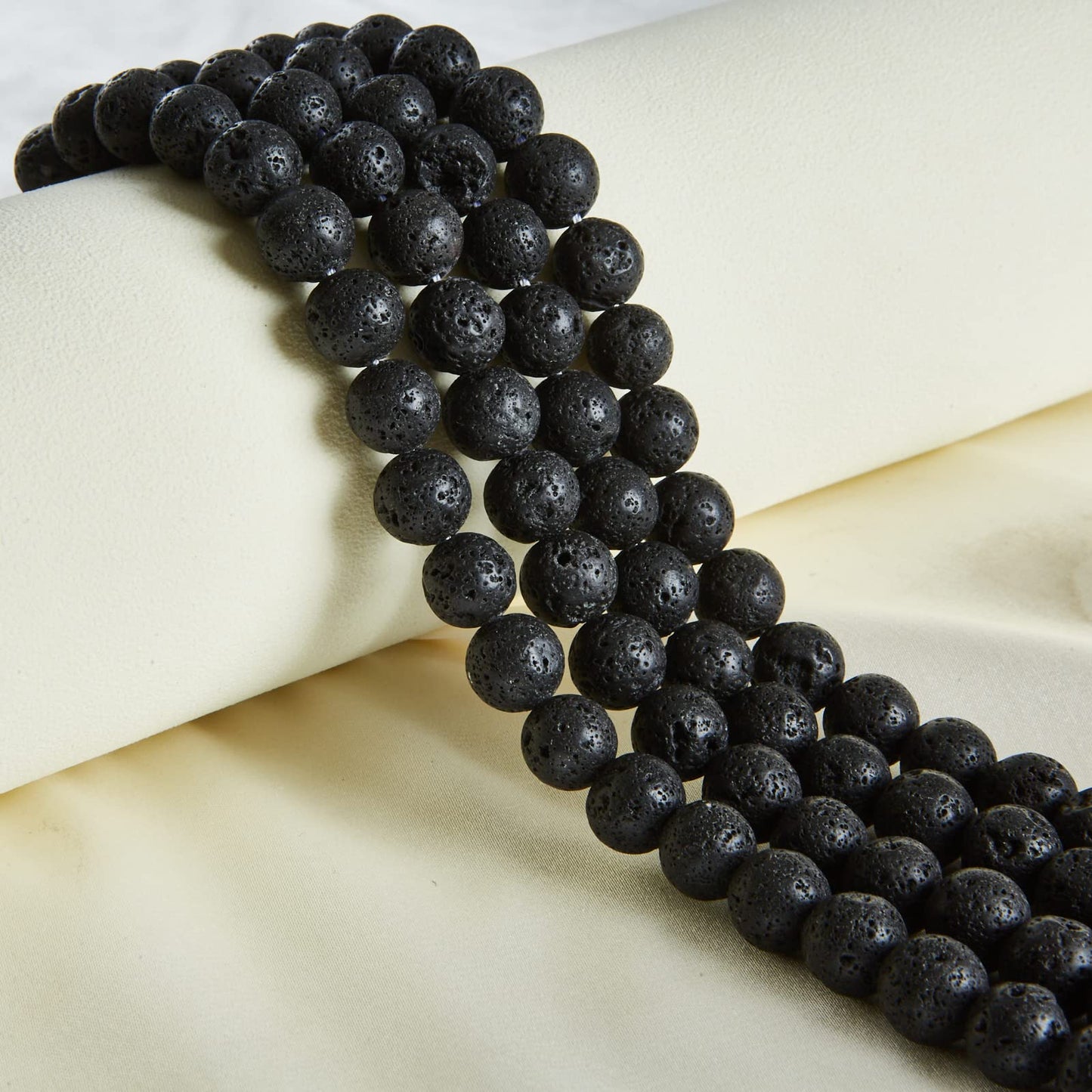 60pcs 6mm Black Lava Beads Natural Gemstone Beads Round Loose Beads for Jewelry Making