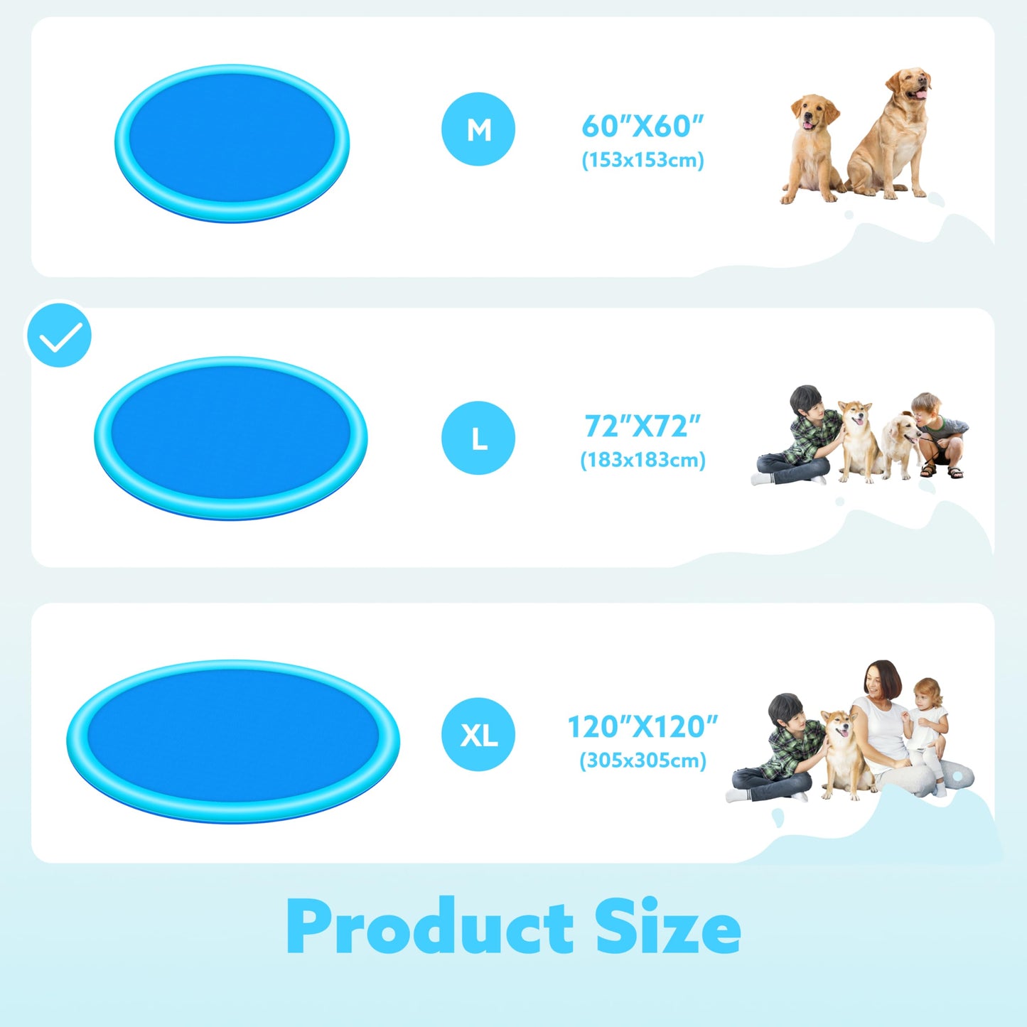 SLOOSH 72" Non-Slip Splash Pad Sprinkler - Outdoor Water Toys Play Mat for Toddlers Kids Dogs, Outside Thickened Sprinkler Pool Party Durable Backyard Fountain for Girls Boys Pets (72in, Blue)
