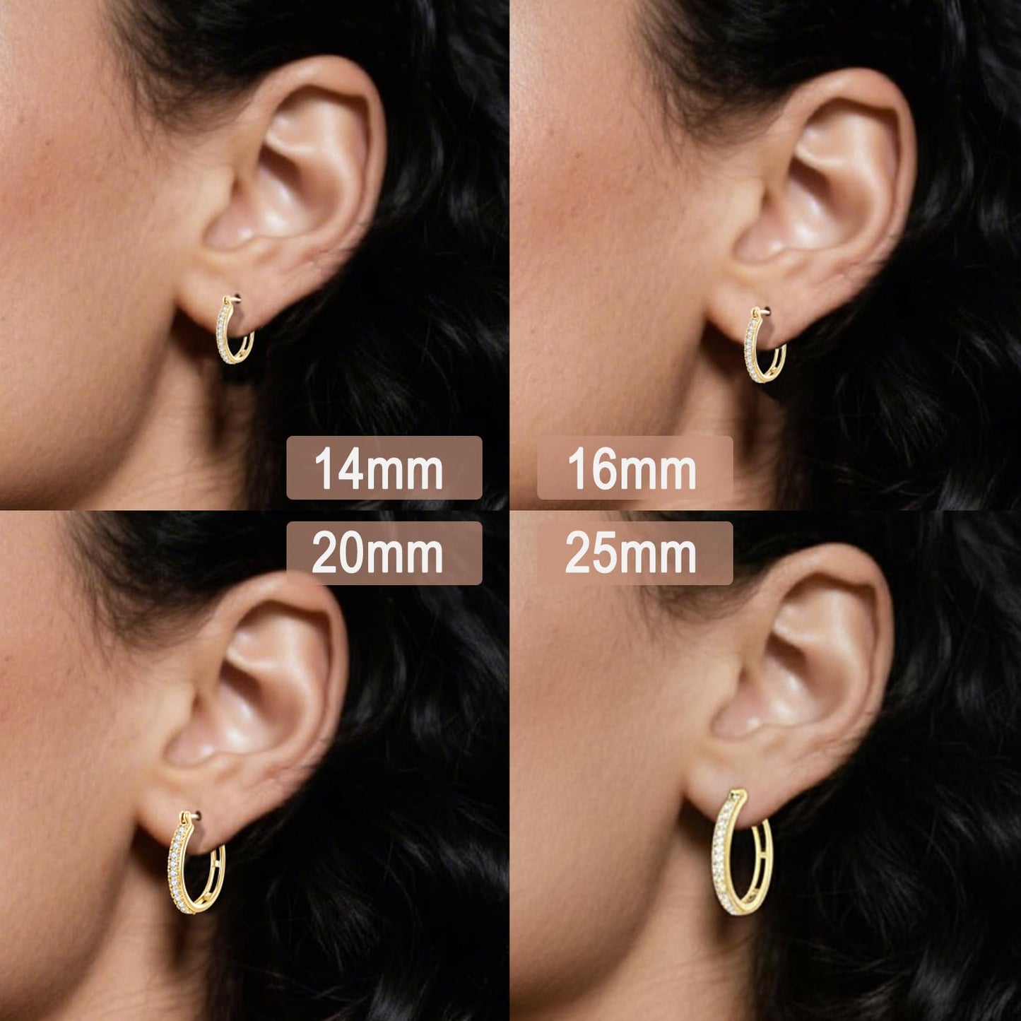 RYHIX 14K Gold Hoop Earrings for Women Small 14K Gold Earrings Trendy Womens Hoops Earring with Cubic Zirconia Hypoallergenic 25mm