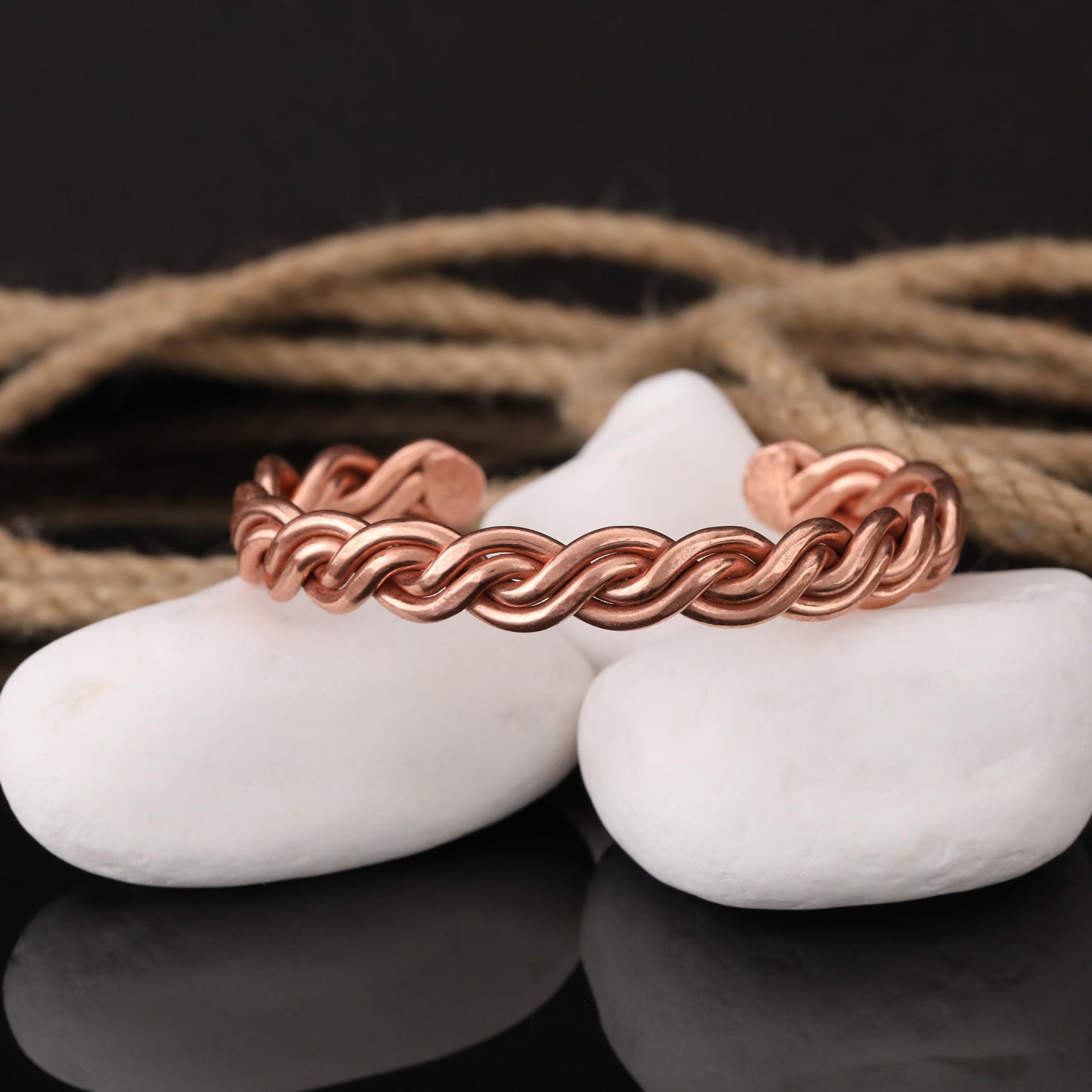 tunarts Handmade Elegant Copper Bracelet for Women and Men-Pure Copper Bracelet for Pain Relief-Adjustable,Thickest,Twisted Copper Wire Bracelet (red helix-small)