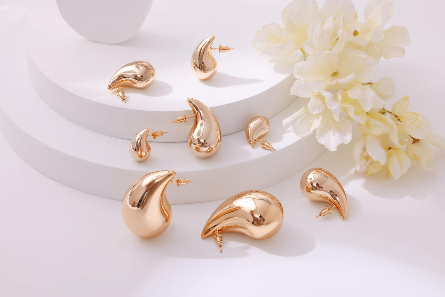 Gacimy 14K Rose Gold Plated Teardrop Earrings Dupes for Women, Chunky Drop Earrings for Women with 925 Sterling Silver Post, 1 Inches Rosegold