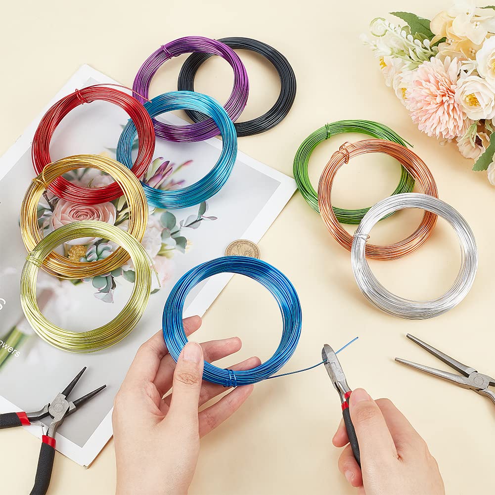 PH PandaHall 650 Feet 10 Rolls 1mm Aluminum Craft Wire 18 Gauge Flexible Floral Jewelry Beading Wire 10 Colors for DIY Jewelry Craft Making Each Roll 65 Feet