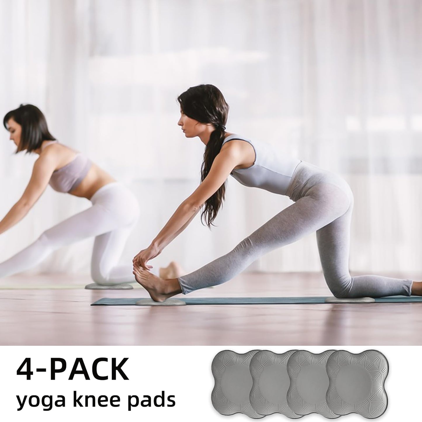 Yflingjie Yoga Knee Pads, Set of 4, Mats for Knees and Elbows, Fitness, Meditation, Kneeling, Balance, Floor, Pilates(grey)