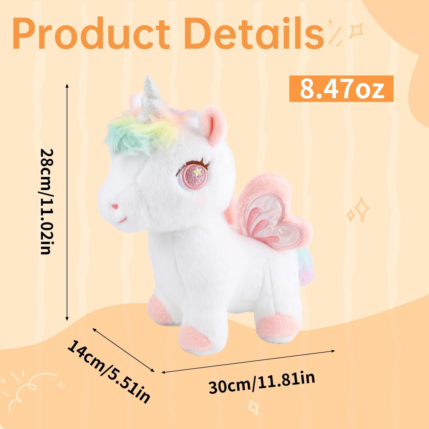 Plush Unicorn Stuffed Animal, Pink Unicorn Plush Toys for Girls Girlfriend Lovers, 11.8 Inches Smooth Plushies Hugging Pillow, Cute Pony Stuffed Animal Cuddle Toy Gift for Birthday Valentine Christmas