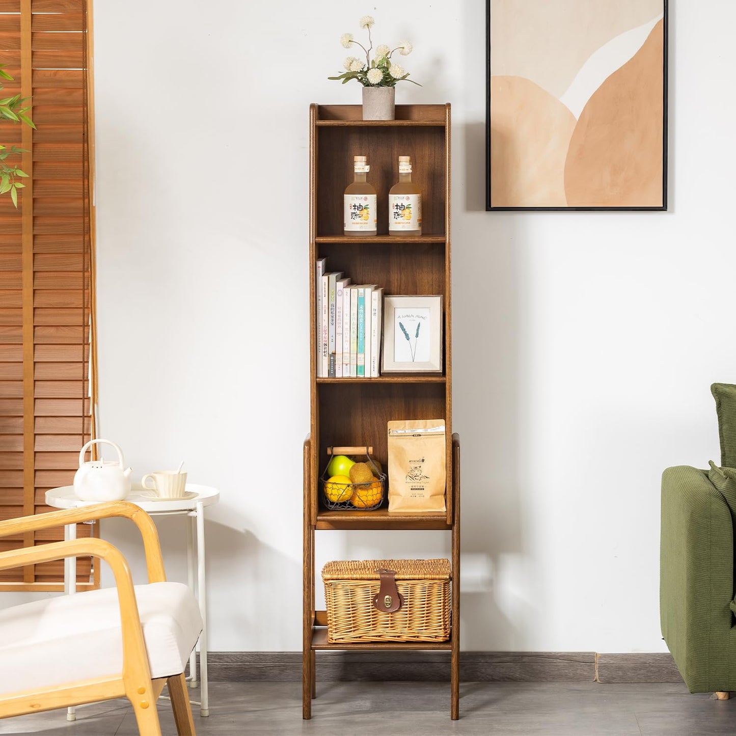 SOBIBO 4 Tier Bamboo Bookcase, Classical Modern Bookshelf, Dispaly Shelves, Bamboo Wood Organizer Book Shelf for Living Room Home Office-Walnut, Large