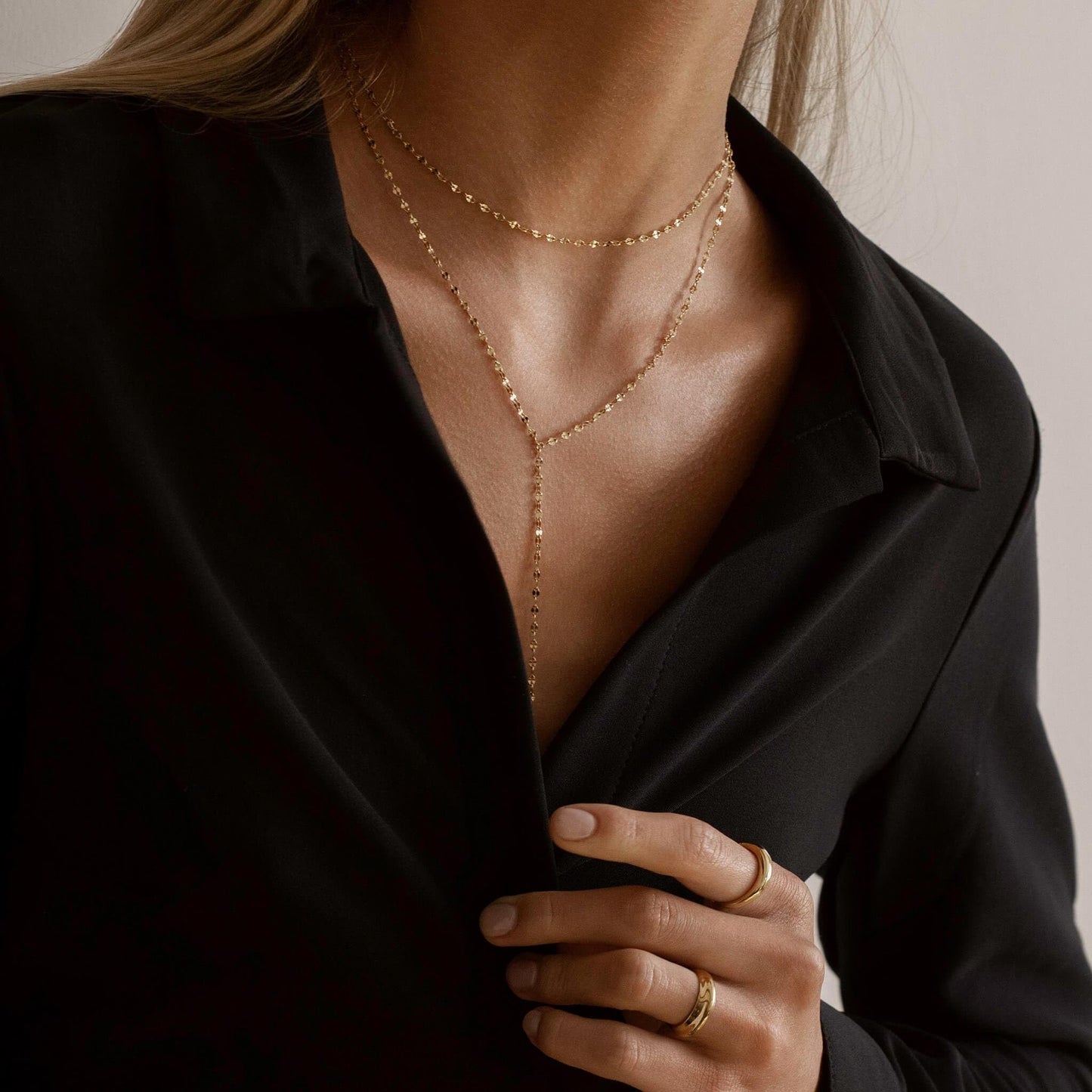 Treasure Bender Lariat Gold Necklace for Women Dainty Long 14k Gold Plated Y-Shaped Body Chain Choker Necklace Layered Trendy Non Tarnish Simple Necklaces Gold Jewelry for Women Set Gift