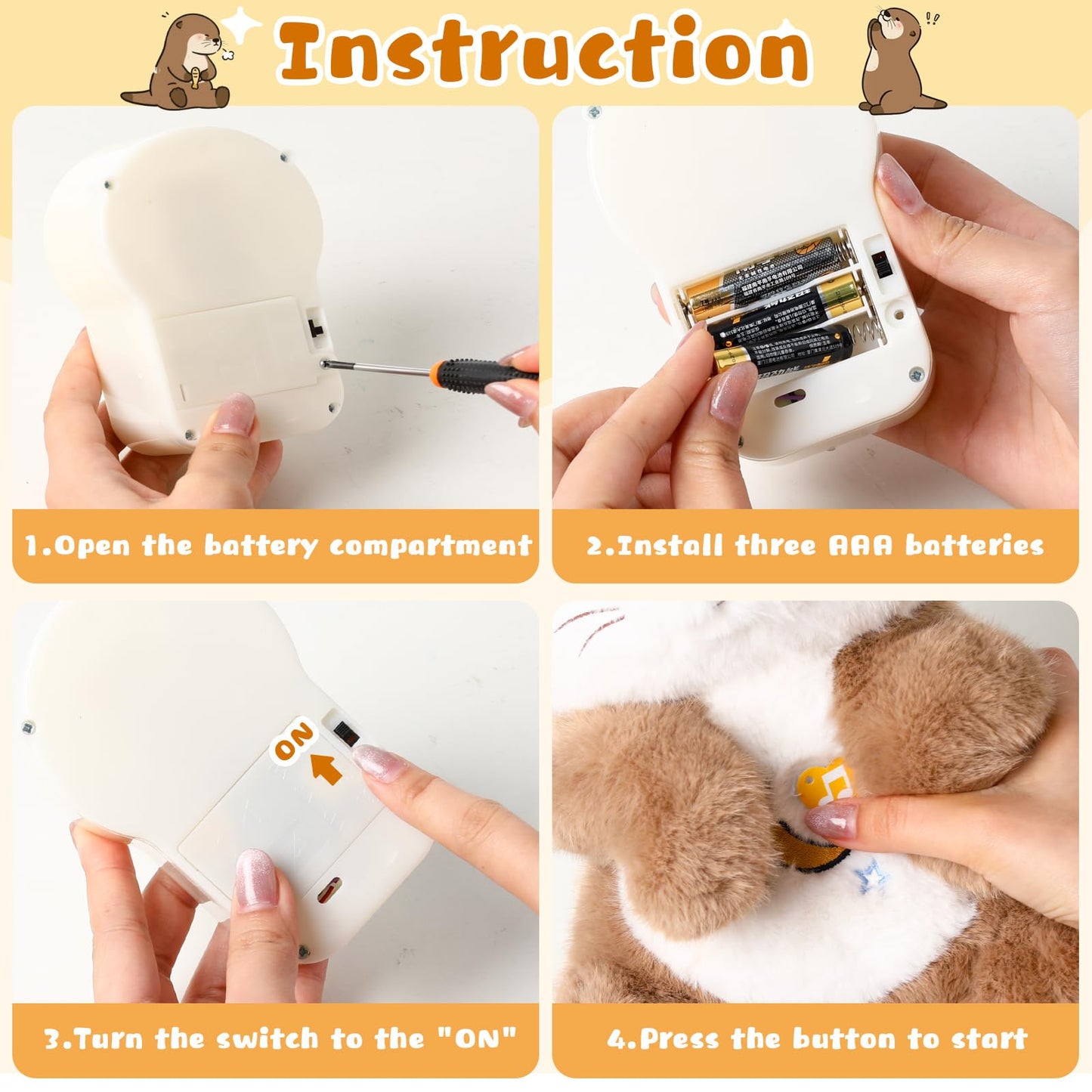 LLUKEME Baby Comfort Otter Breathing Stuffed Animal Buddy-Fur Real Pets Plush Sound Machine with Music, Warm Lights, Peaceful Moments for Kids & Adult | Peluche Que Respira