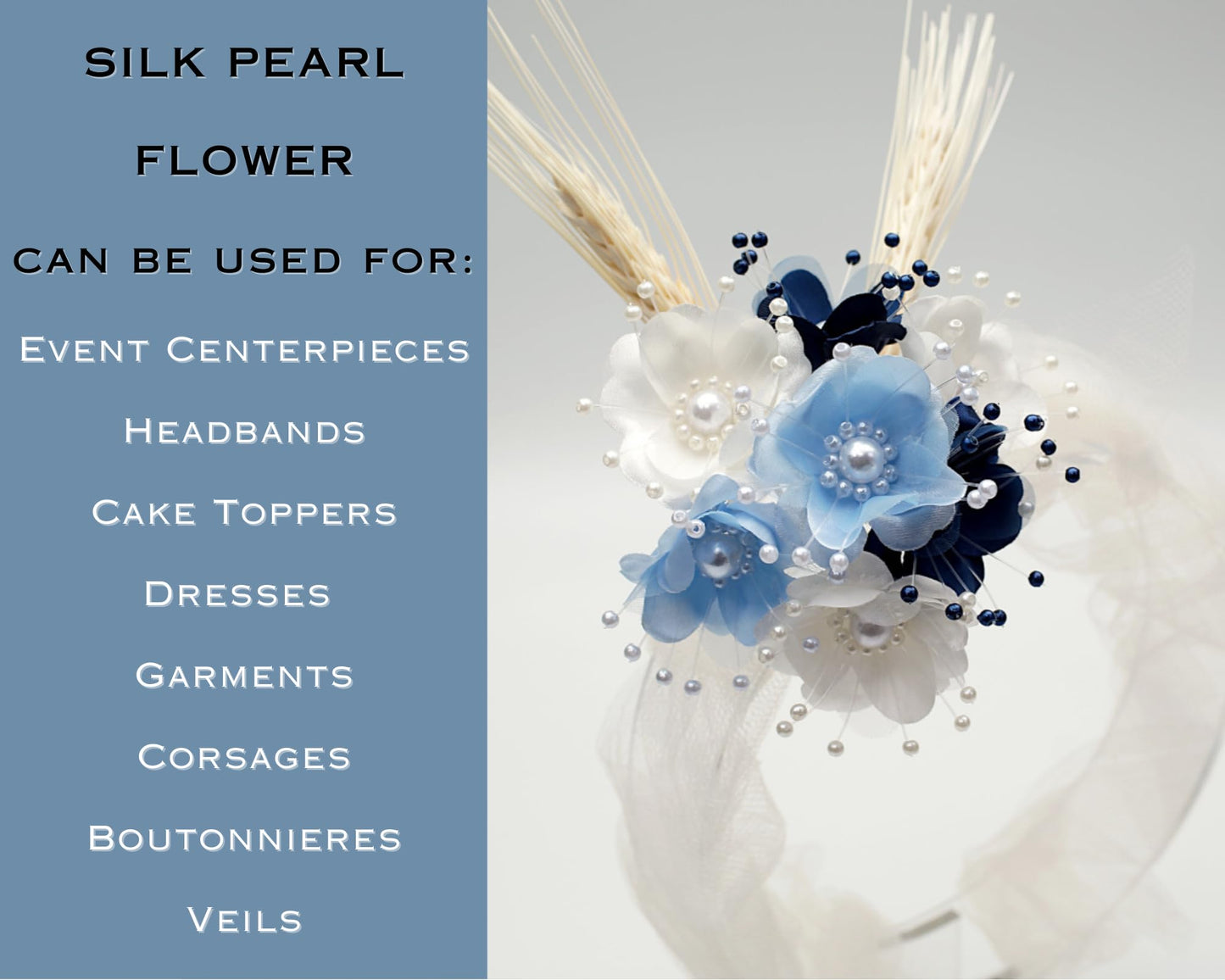 72PC Artificial Silk Pearl Spray Craft Flower for Home Craft Decor DIY Wedding Bridal Veil Headband Dress Cake Topper Embellishment Scrapbook Favor Corsage Floral Bouquet Arrangement (Light Pink)
