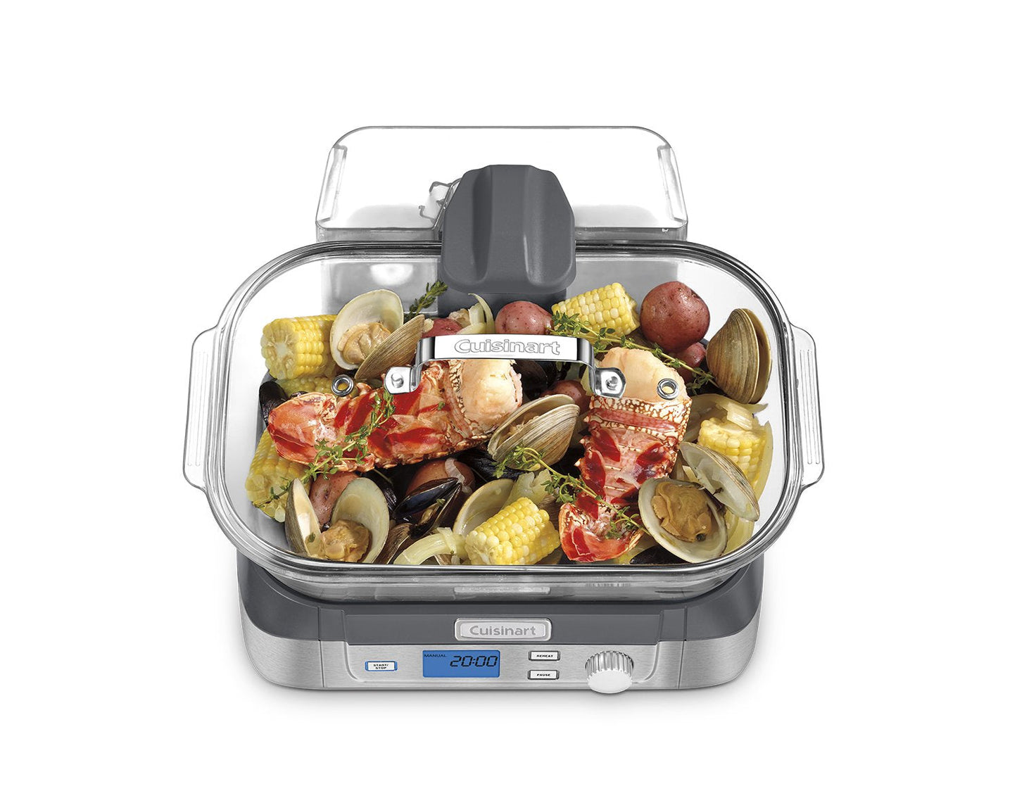 Cuisinart Cookfresh Digital Glass Food Steamer for Cooking, 5-Liter Vegetable Steamer with 5 Pre-Programmed Settings, Keep Warm Function, Audible Alert, Dishwasher-Safe Pot, STM-1000, Stainless Steel
