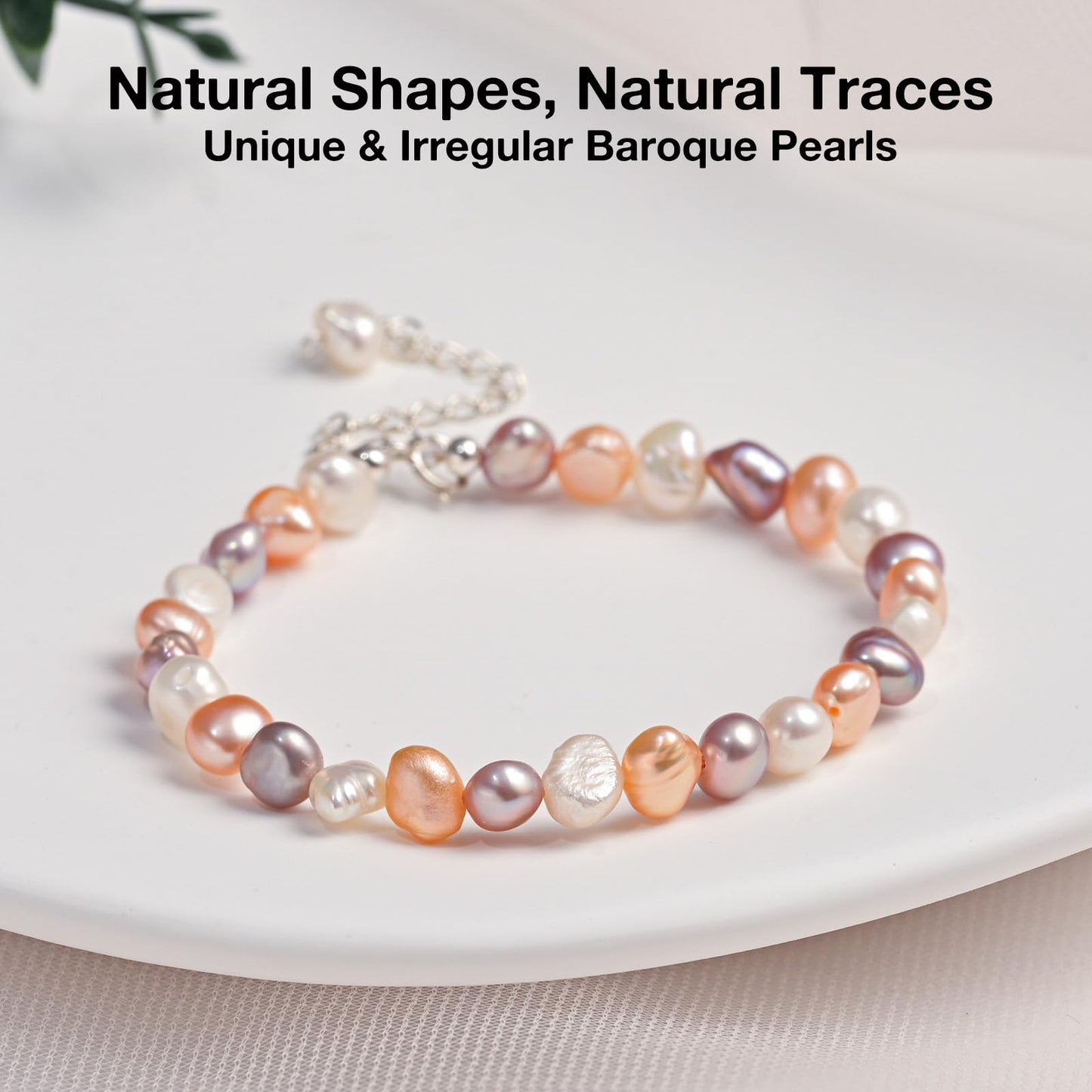 HENGSHENG Natural Baroque Pearls Link Bracelets for Women Freshwater Cultured Pearls Strand Bracelets Handpicked Pearl Elegant Jewelry - Colorful
