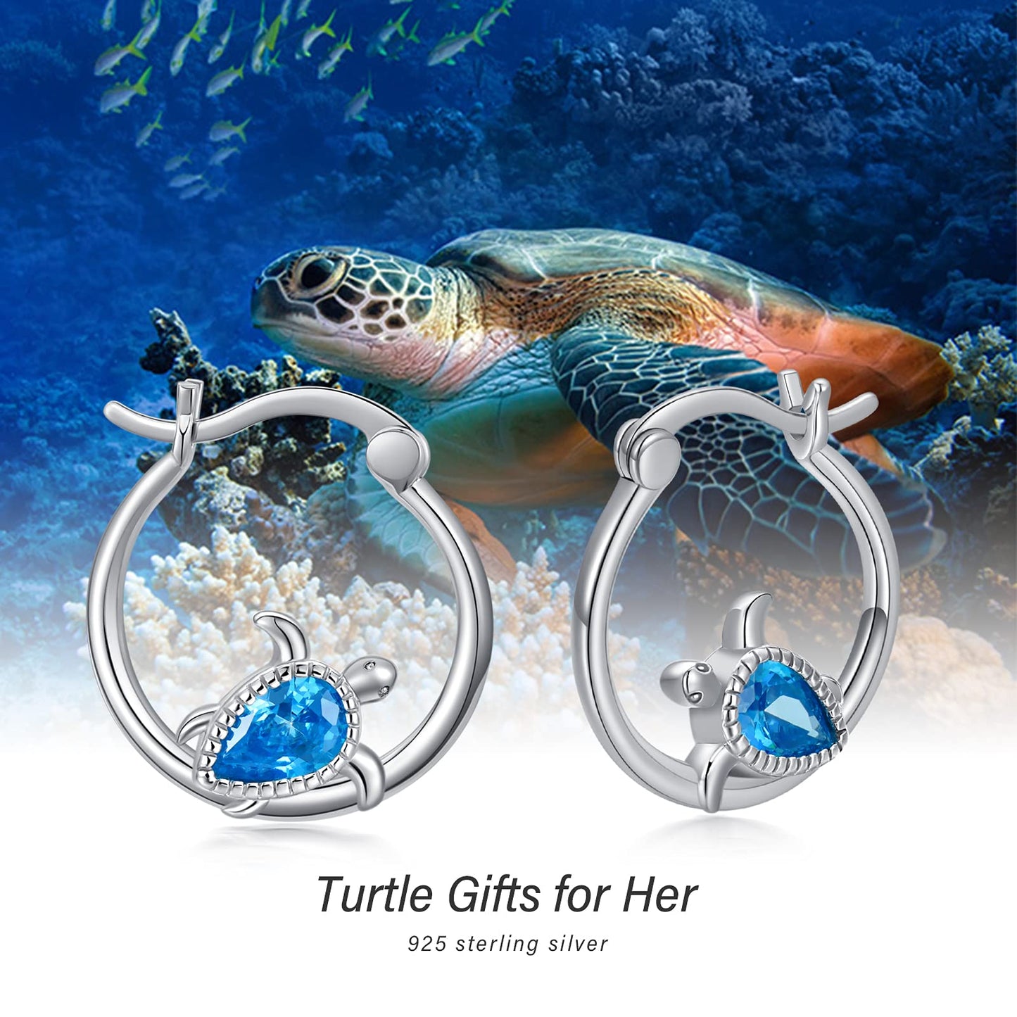 Turtle Earrings for Women Girls 925 Sterling Silver Sea Turtle Hoop Earrings Ocean Animal Huggie Hoop Earring for Sensitive Ears Beach Jewelry Graduation Gifts for Daughter Her