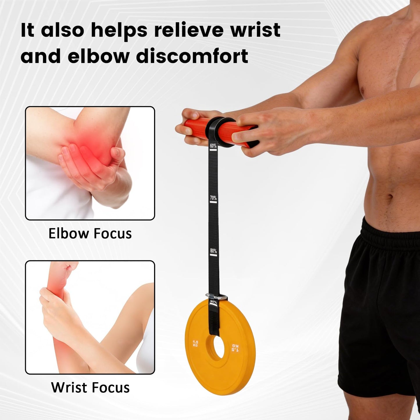 LIZAAL Forearm Strengthener & Wrist Roller,Forearm Exerciser with Thicker Silicone Handle, Forearm Trainer with Heavy-Duty Nylon Strap, Ideal for Muscle building,Grip Strength and Recovery Training - Red