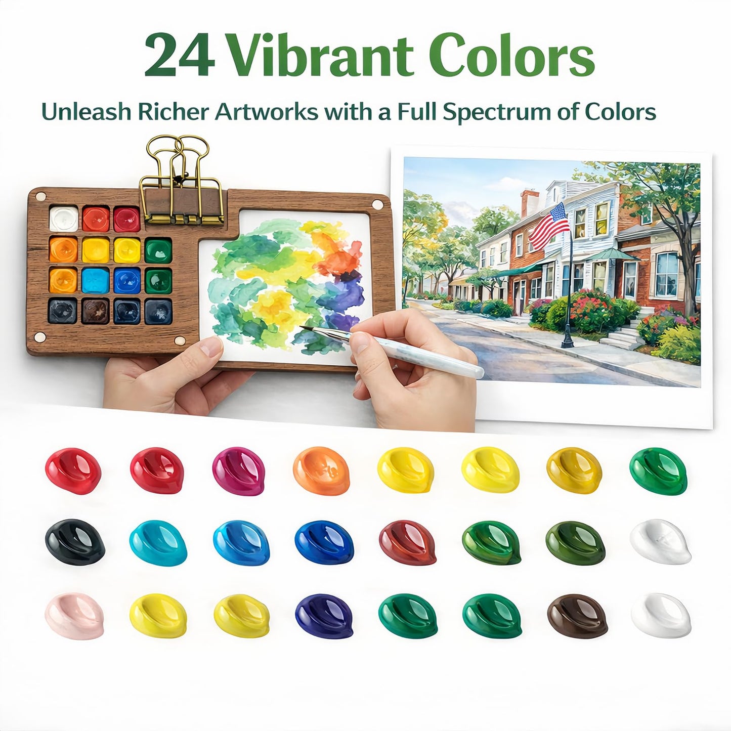 fsdyknej Portable Mini Painting Set – Compact Travel-Friendly Kit with Brushes, Palette, Mini Sketchbook, and Watercolor Paper for Artists, Beginners, and Travel Enthusiasts