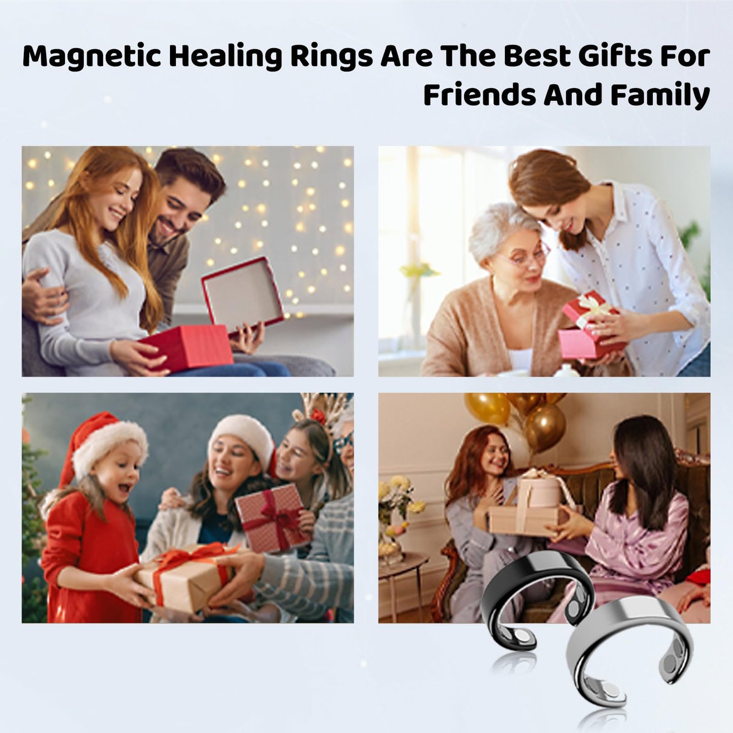 IENRGJ Magnetic Rings for Women/Man, Vayro Ring, Adjustable Stainless Steel Rings, Classic Open Design Black/Silver/Rose Gold/Gold (Rose gold)