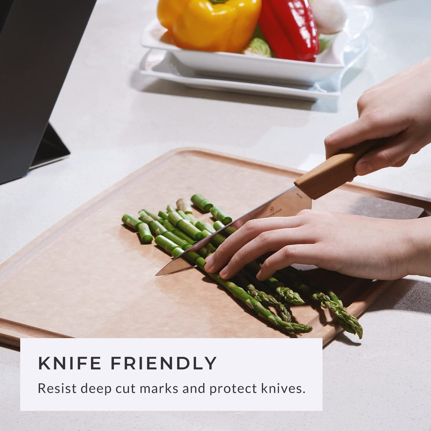 Elihome 4-piece Premium Dishwasher Safe Cutting Board Set with 5-piece Premium Stainless Colorful handle Steel Knife Set