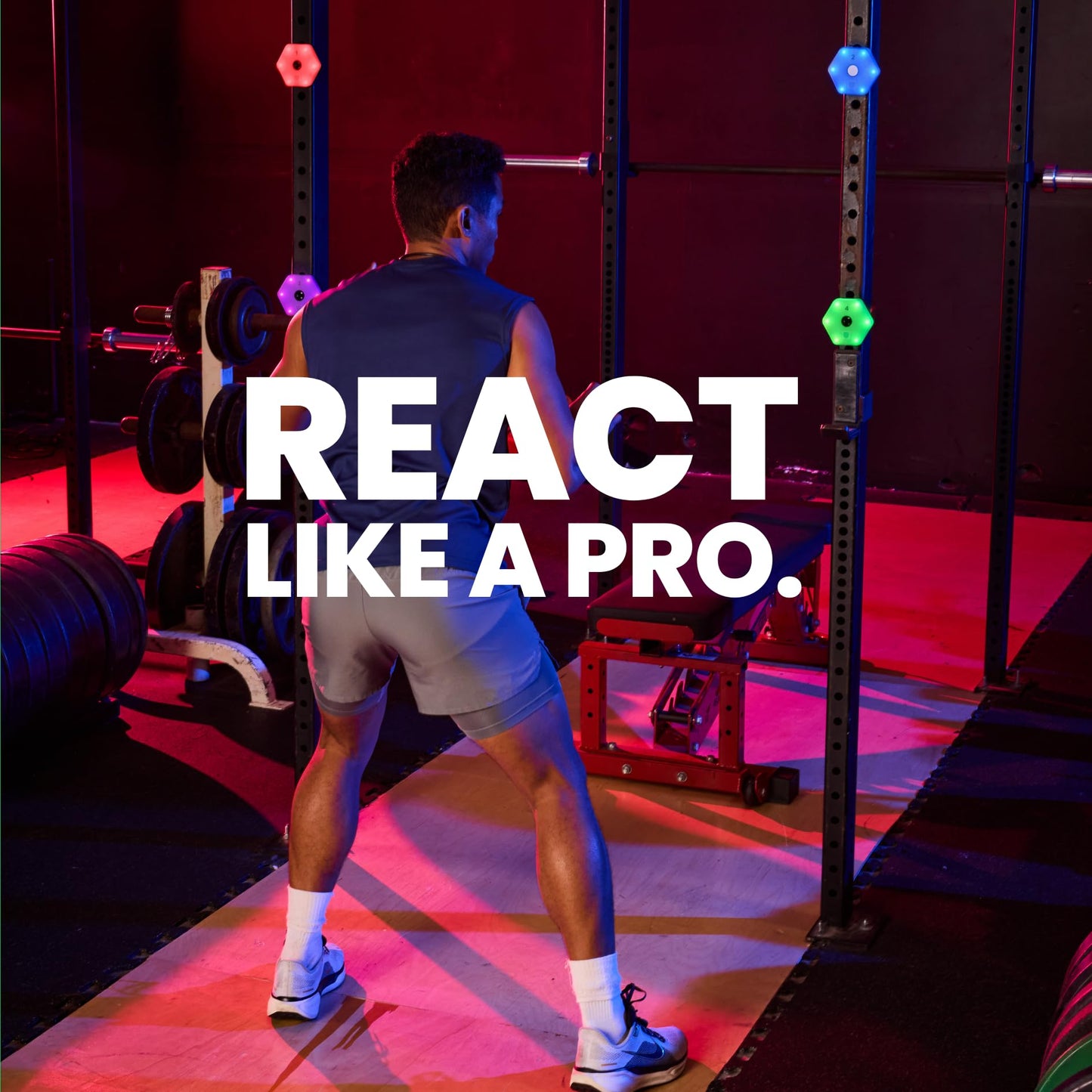 Sports Reaction Agility Lights Training Kit Improves Reaction Time & Agility for Athletes, Physical Therapists & Fitness Trainers Sports. Free App (8 Pods Reaction Lights)