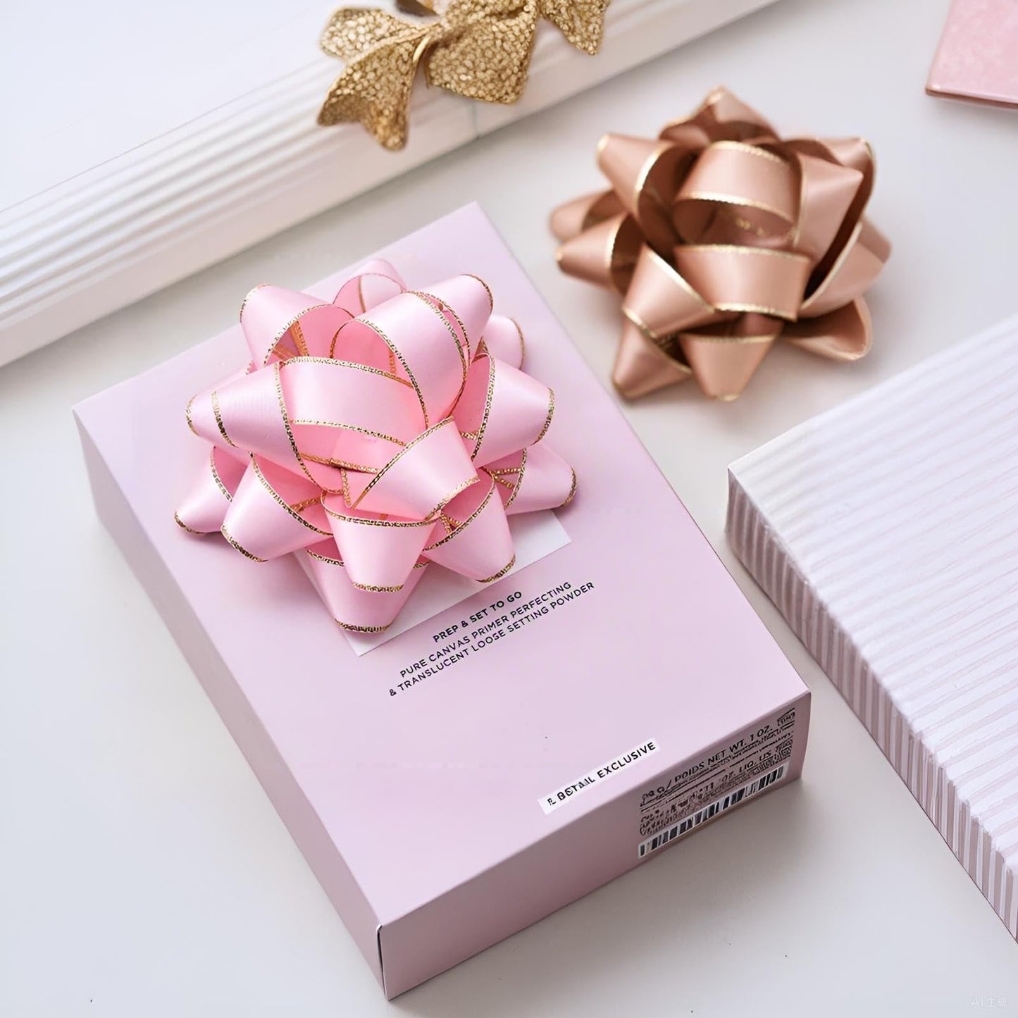 Pink Ribbon, 7/8 inch x 50 Yards Double Faced Pink Satin Ribbon with Gold Edge, Delicate for Crafts, Gift Wrapping, Flower Bouquet, Wedding, Hair Bow, DIY, Holiday, Party Decorations
