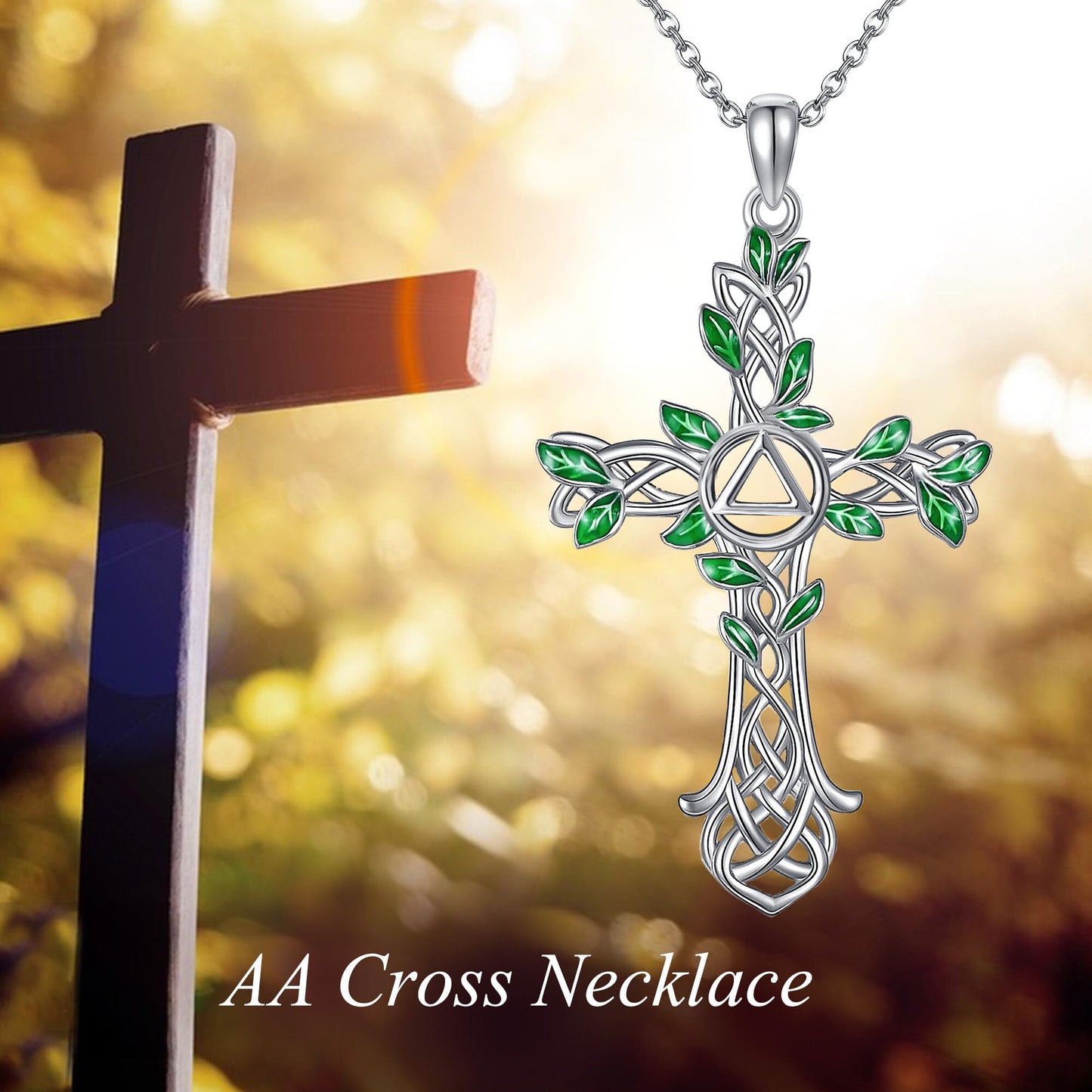 ONEFINITY AA Cross Necklace Sterling Silver Celtic Knot Cross Pendant Gifts for Women Men Jewelry (AA cross)