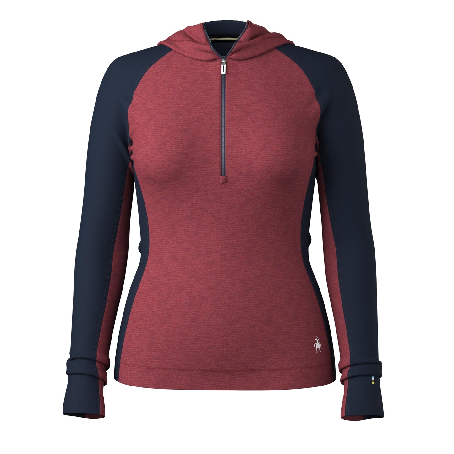 SmartWool Womens Classic Thermal Merino Base Layer 1/2 Zip Hoodie, Currant Heather, Medium