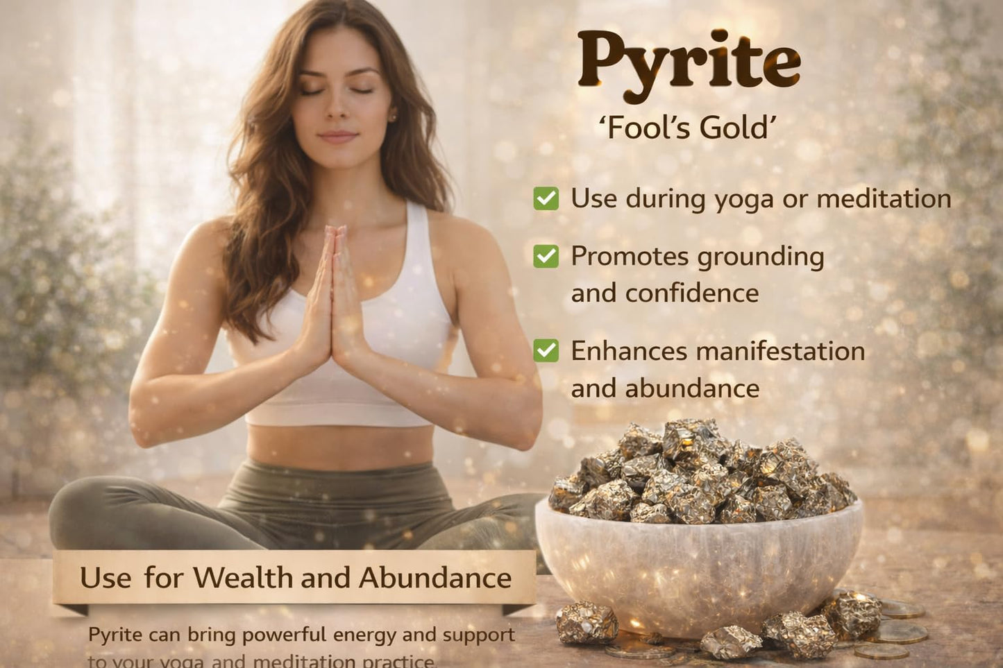 Natural Raw Pyrite Crystal Cluster – Stone of Prosperity & Confidence – Healing Crystal for Meditation, Yoga, Reiki, Chakra Balancing & Home Office Decor – Energy Manifestation Mineral