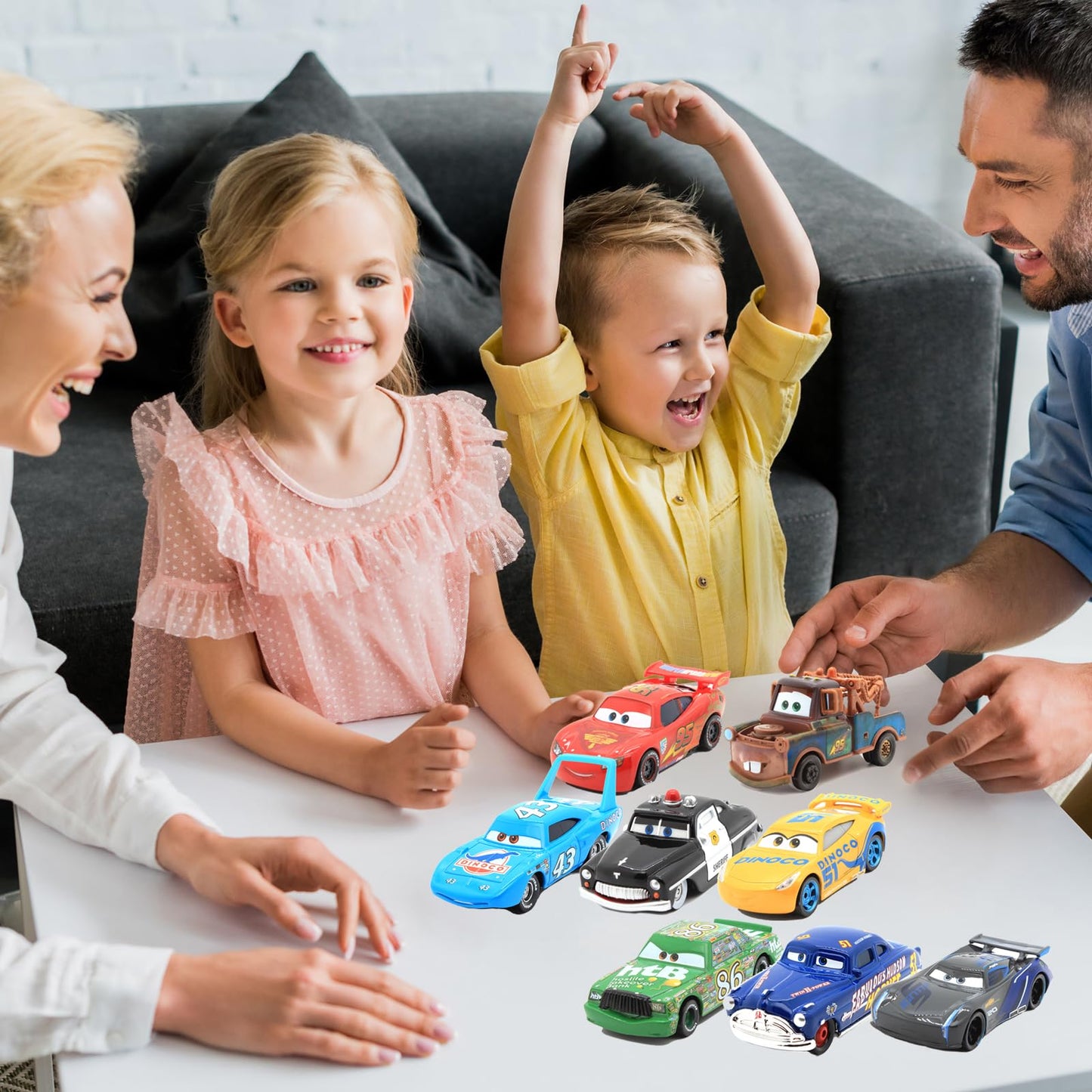 IYZEVK 8 Pcs Car Toys, Car Movie Die-cast Toy Car Set, 1:55 Ratio, Birthday Gifts for The Kids (8 Pieces)