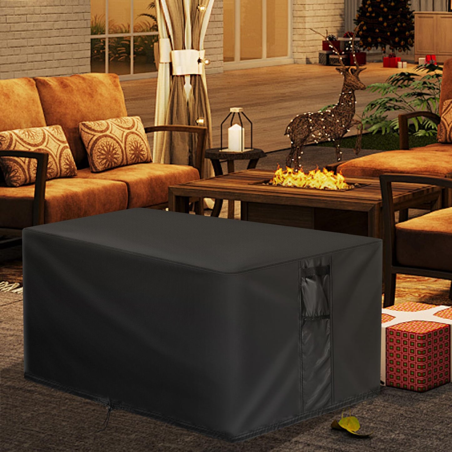 Velfree Fire Pit Cover Rectangular 51 Inch, Outdoor Fire Table Cover Rectangle, Waterproof Heavy Duty Cover for Patio Fireplace/Gas Firepit Table/Patio Propane Firepit- 51 x 31 x 25 Inch