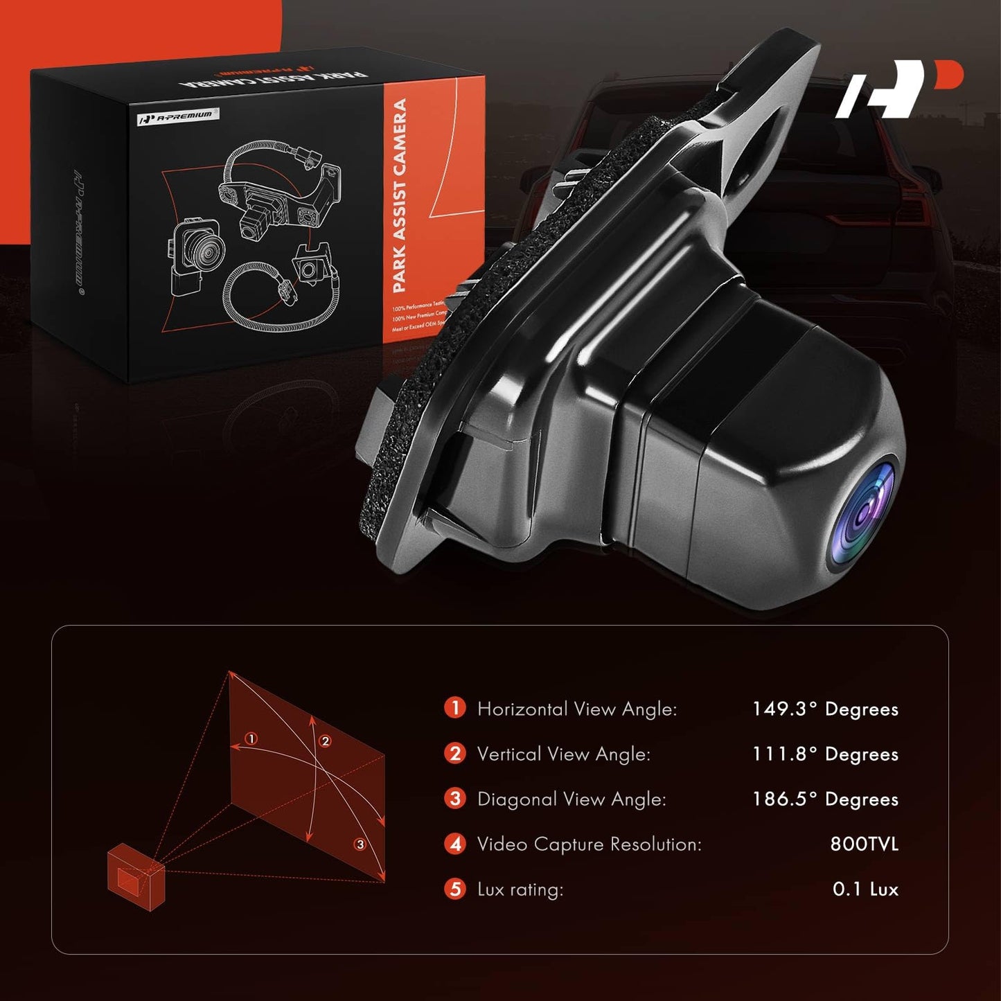 A-Premium Park Assist Camera Rear View Backup Reverse Camera Compatible with Select Toyota Models - 2017 2018 2019 Highlander - Replace# 867900E060