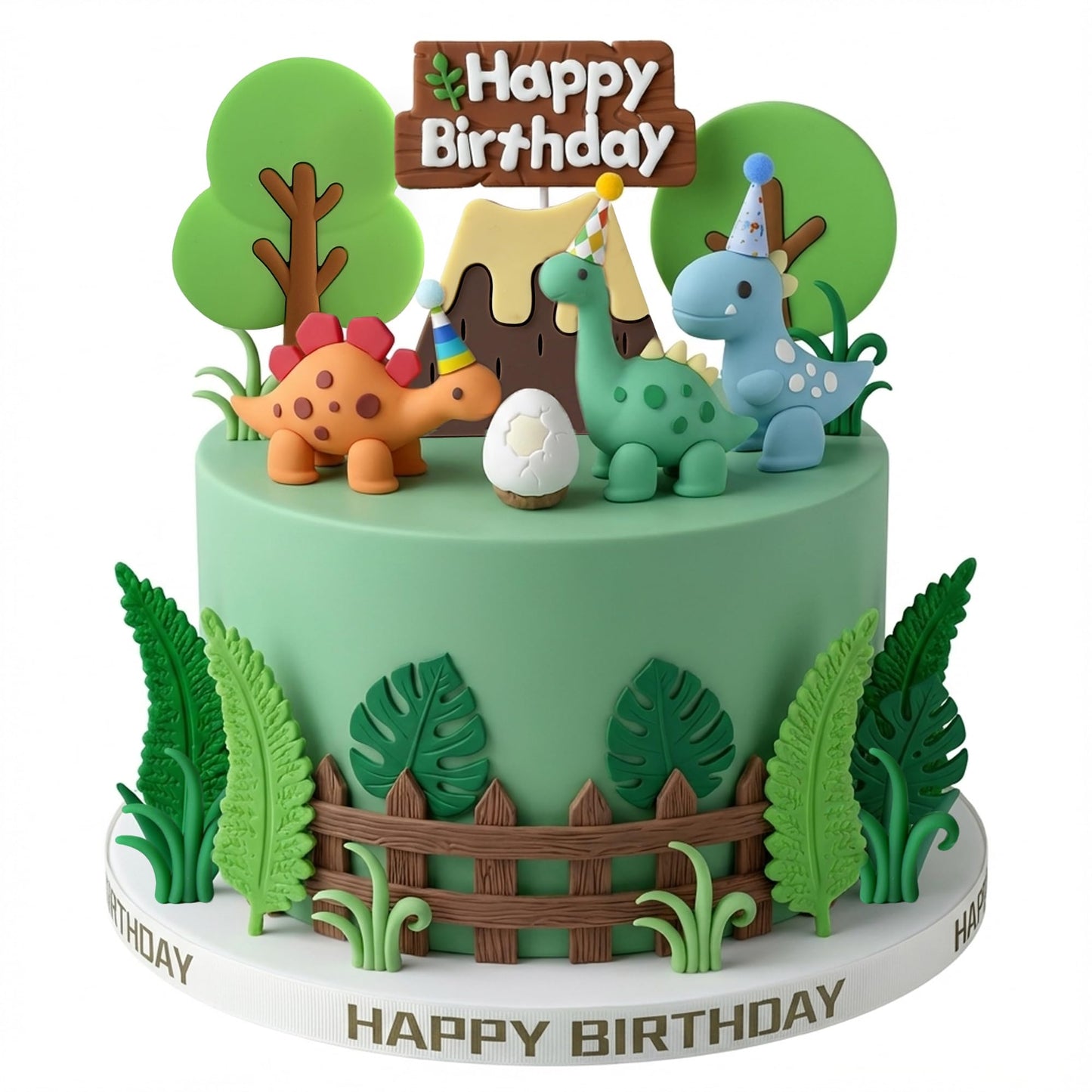 Simpfo-27 PCS Dinosaur Cake Topper, Birthday Decorations Set with Dinosaur Eggs, Jungle Leaves - Reusable Dinosaur Cake Decorations for Kids, Dino Theme Party Supplies for Boys Girls Toddler(Simpfo)