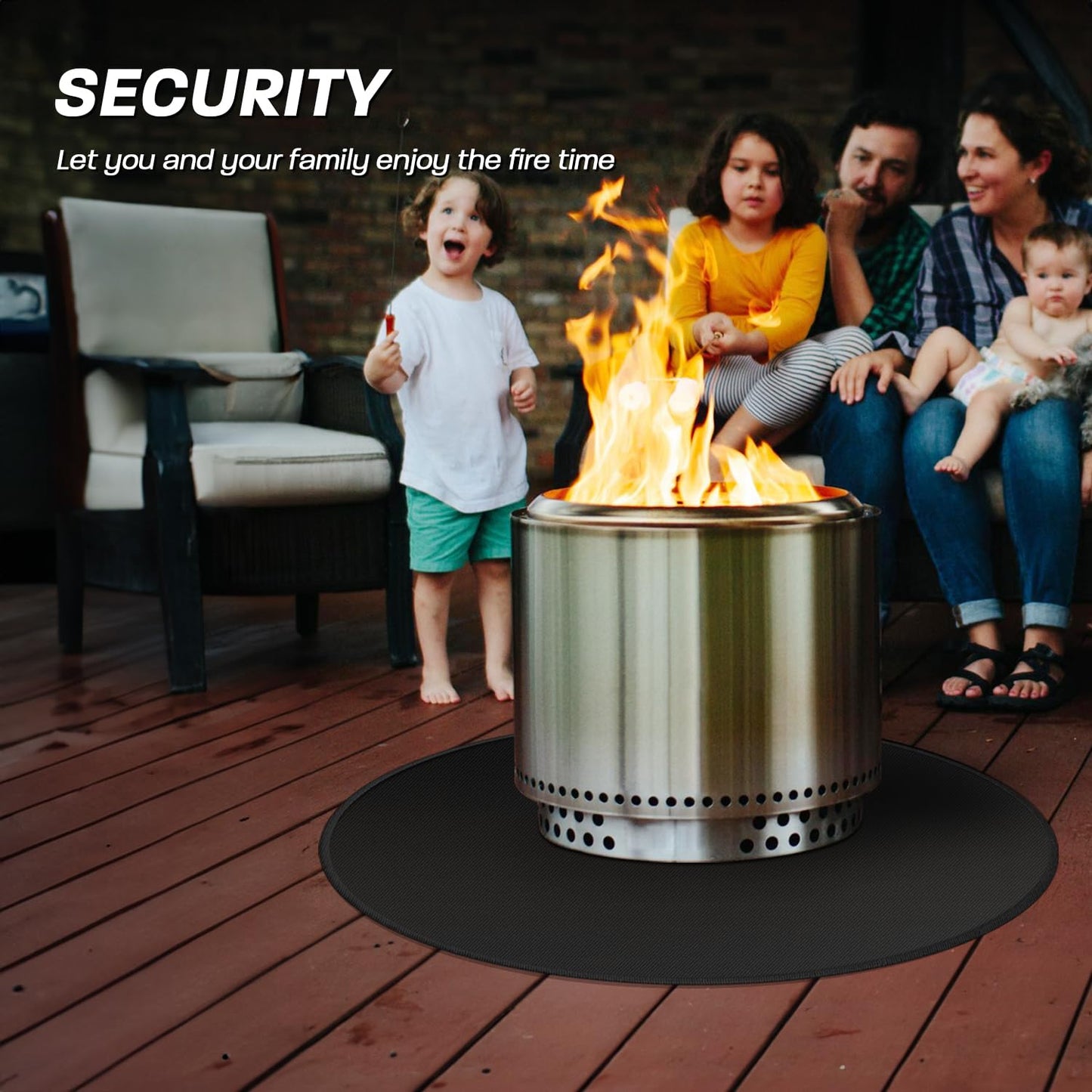 rumlick 36" Fire Pit Mat for Solo Stove Bonfire, Round Fireproof Under Grill Mats for Outdoor Grill, Portable Camping Stove Mat for Solo Stove Accessories
