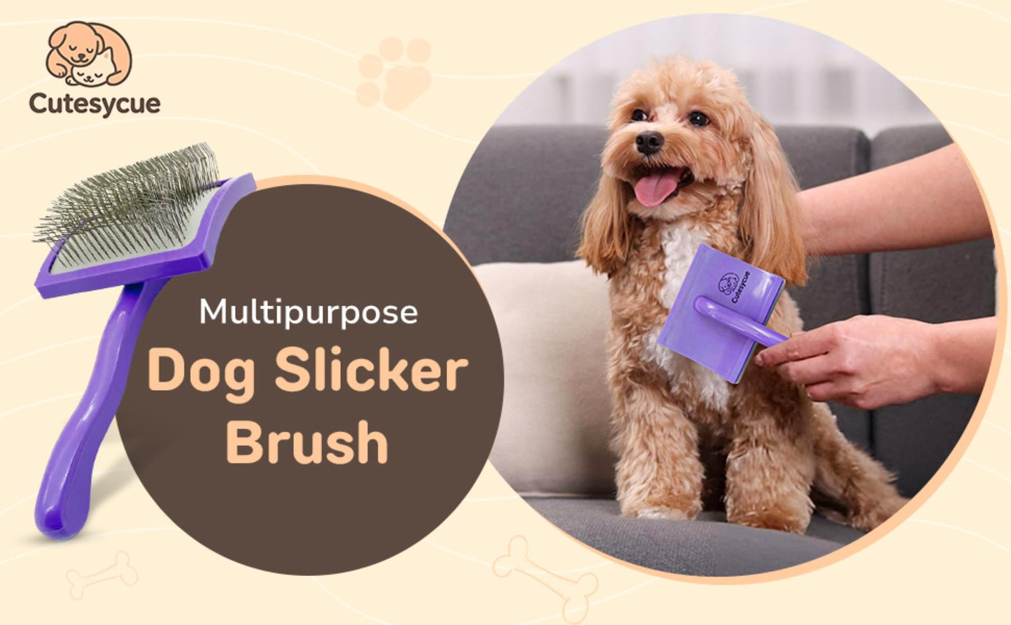 Dog Slicker Brush for Large Dogs β Gentle Long Bent Pins for Goldendoodles, Labradoodles & Poodles β Removes Tangles, Knots & Mats β Eco-Friendly Handmade Wood Brush, Groomer-Recommended Comfort Grip