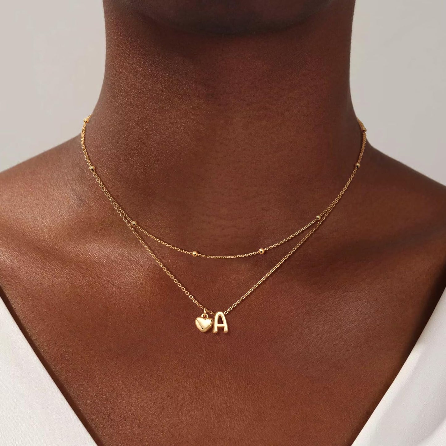 adoyi Gold Heart Initial Necklaces for Women Hers Dainty 14K Gold Plated Heart Layered Letter B Pendant Necklace Stack Trendy Jewelry Birthday Valentines Gifts for Women Jewelry