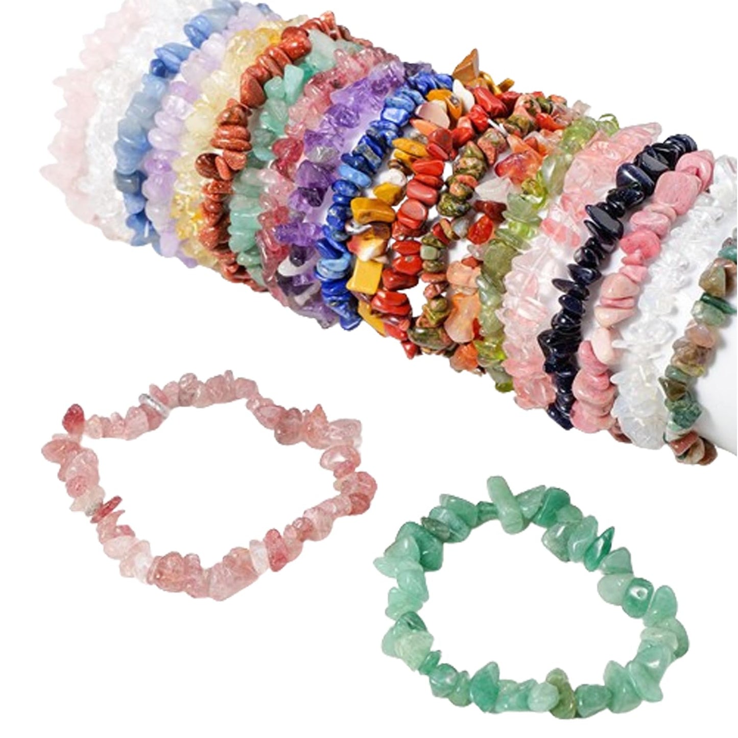 Erliway Tigers Eye Crystals Bracelet Irregular Beads Stretch Bracelet Healing Crystals Chips Bracelet Natural Gemstone Bracelets for Women Jewelry Reiki Meditation