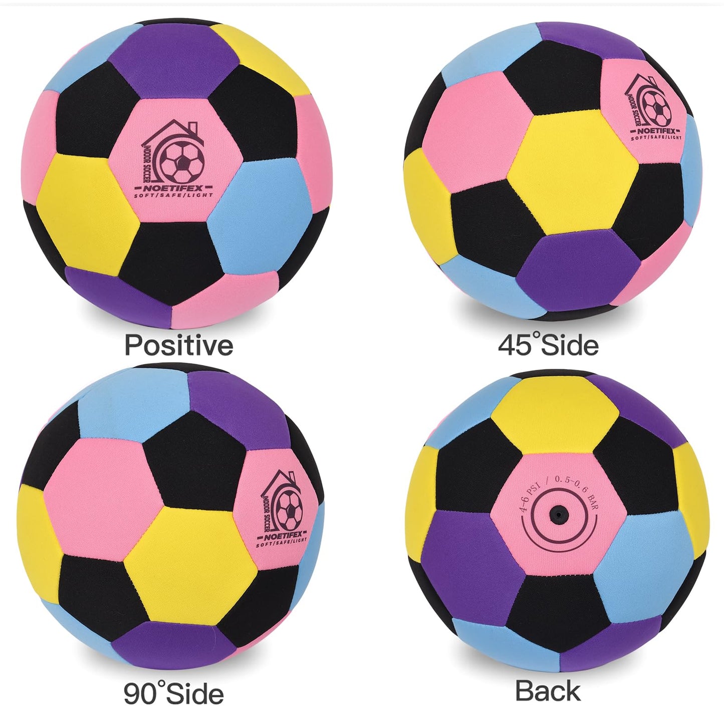 Noetifex Size 4 Soft Fabric Soccer Ball Safe Silent Indoor Ball for Youth, Lightweight House Training Ball for Dribbling & Juggling at Home(Deflated)
