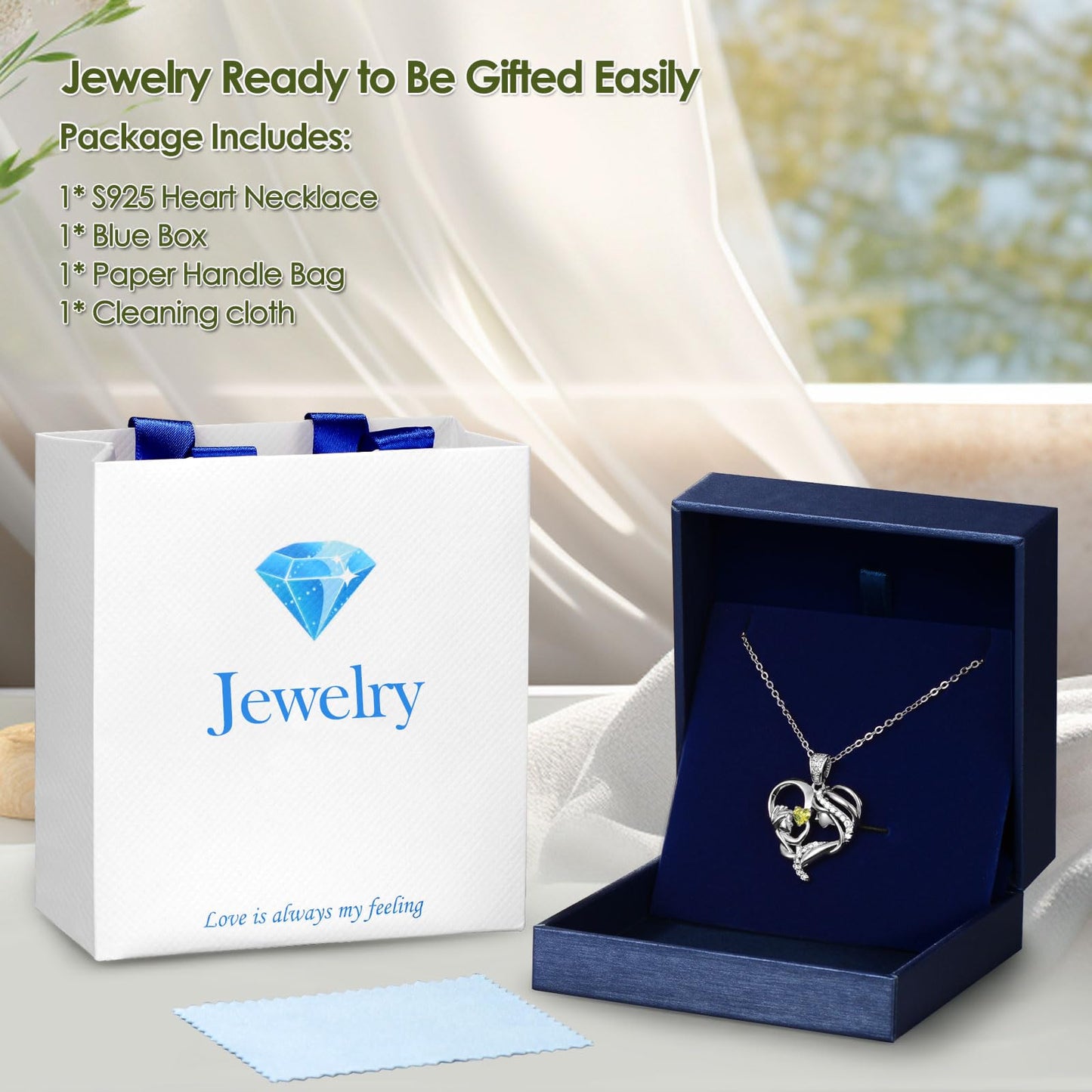 Zifeel Mothers Day Gifts for Mom Wife Her Grandma, S925 Sterling Silver Birthstone Necklaces Jewelry for Women, Mother's Day Love Heart Pendant Necklace for Anniversary Birthday Christmas Day