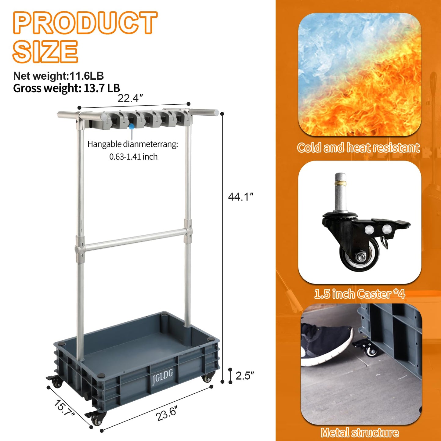 JGLDG Mobile Mop and Broom Holder,Efficient Storage Solution for Cleaning Tools Keep Your Tools Handy and Organized