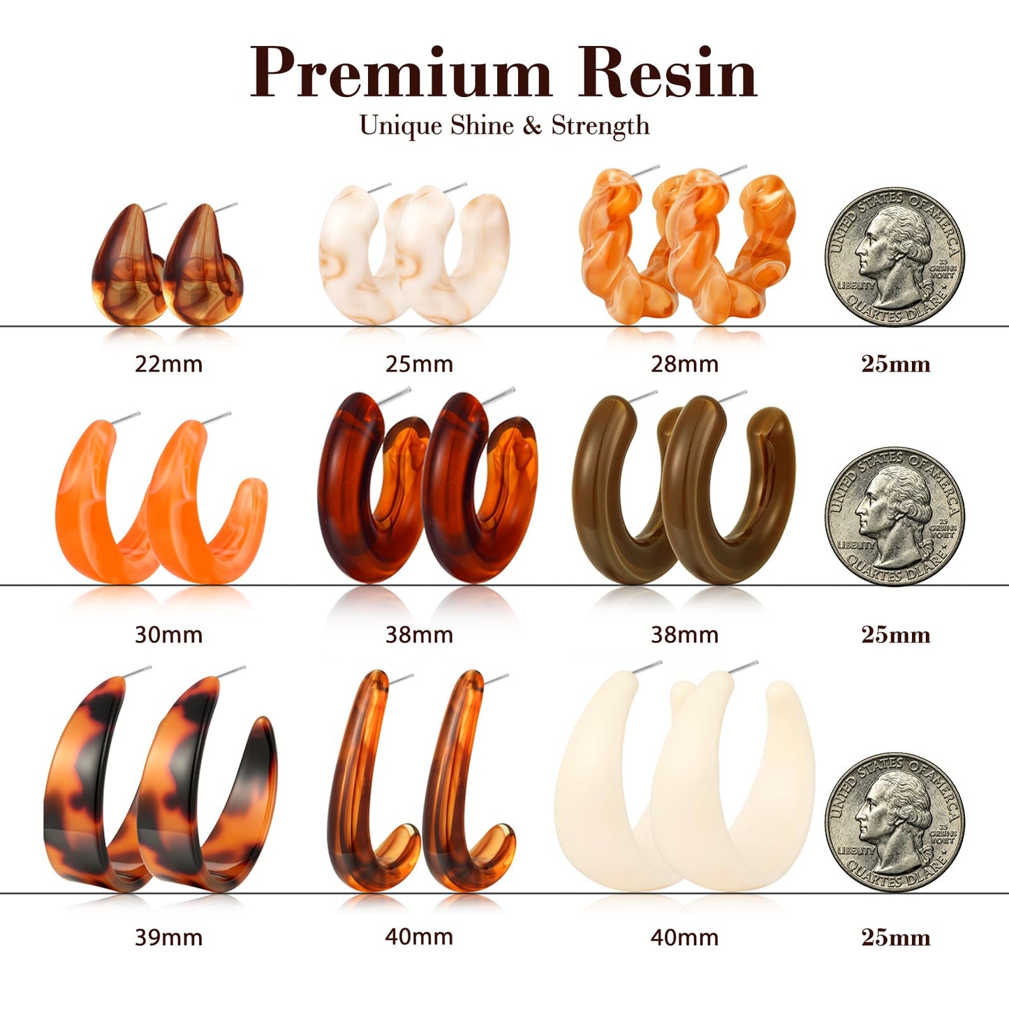 10 Pairs Chunky Gold Earrings for Women, Hypoallergenic Statement Hoops Earring for Multipack, Trendy Gold Chunky Hoop Earrings Jewelry for Gift (D-9 Pairs Gold)