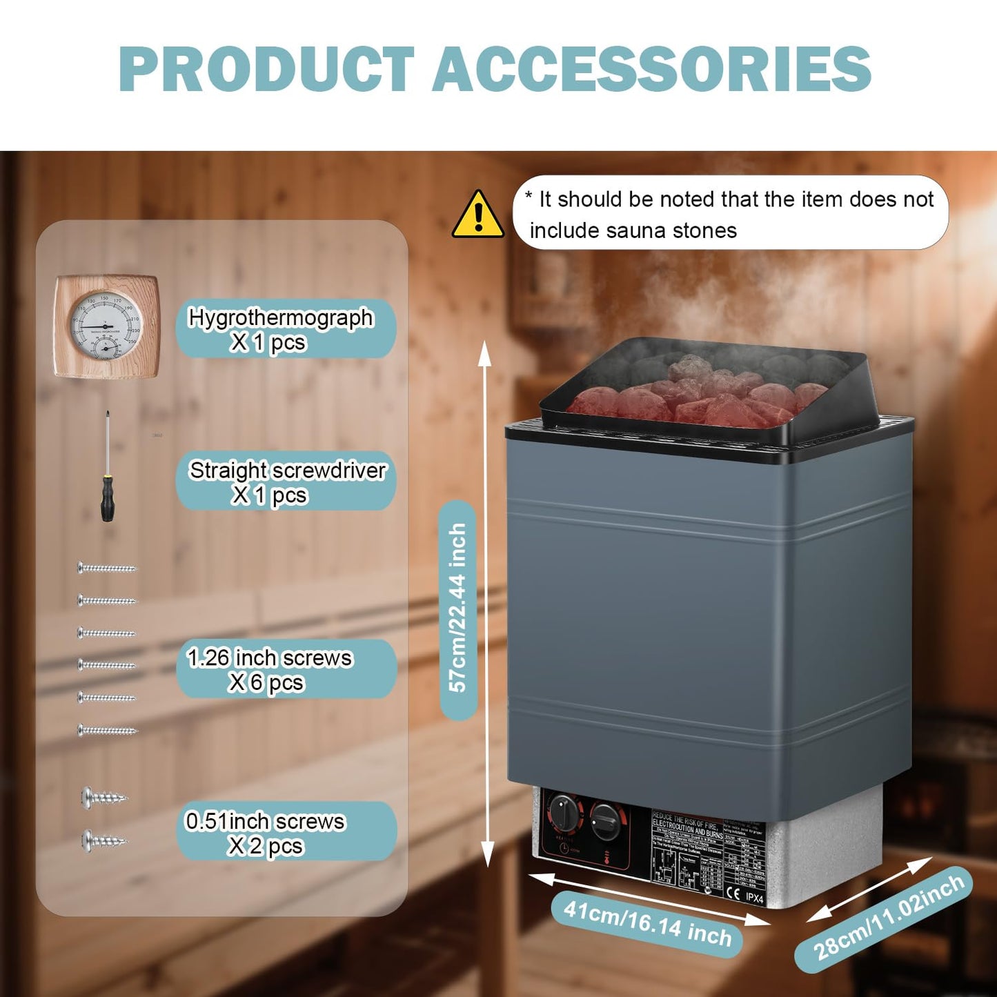 Vanbolt Sauna Heater-Electric Sauna Heaters 220V 9KW,Dry Sauna Heater with Built-in Controller,Suitable for SPA Houses,Home,Hotels Dry Saunas Built-in Controller,Suitable 420 Cu.Ft (9KW 220V)