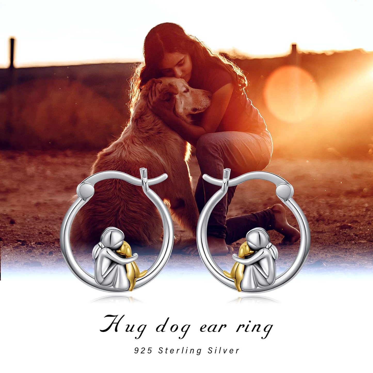 Dog Earrings for Women 925 Sterling Silver Cute Pet Hoop Earrings Hypoallergenic Puppy Jewelry Graduation Gifts for Women Daughter Her Dog Lovers