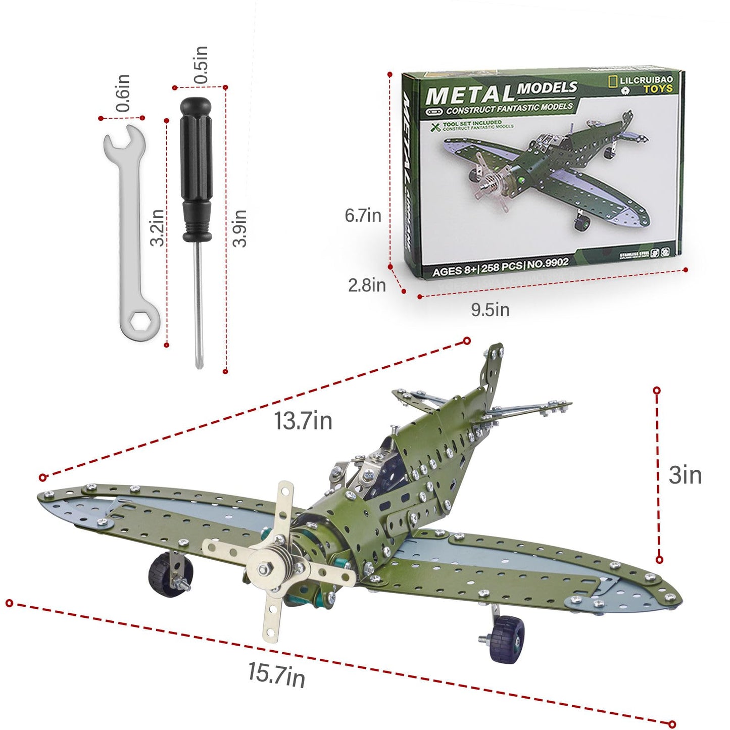 LILCRUIBAO STEM Projects for Kids Ages 8-12 12-16, 258 Pieces Erector Sets Airplane Model kit, Model Aircraft Metal Building Toys Birthday for 10-14 Year Old and Up Boys Girls Adults