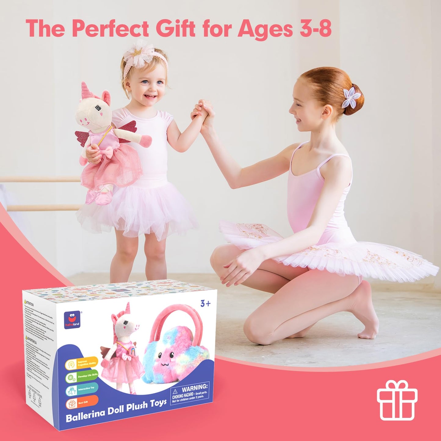 Unicorns Toys for Girls Age 4-6 Ballerina Doll Stuffed Animal Girl Toys Age 4-5 Ballet Dress up Doll with Plush Bag 4 Year Old Girl Birthday Gifts 5 Year Old Girls Dance Recital Gifts, Graduation Gift