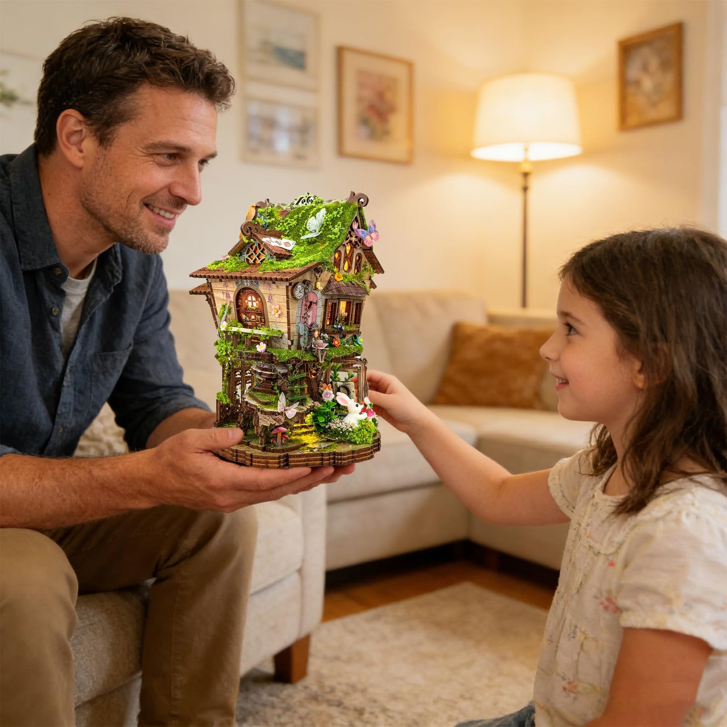 YSWOOD WORLD DIY Miniature House Kit, Mini House Building Kit with LED, DIY Miniature Kit for Adults Teen, Dollhouse Kit, Rowan’s Enchanted Treehouse