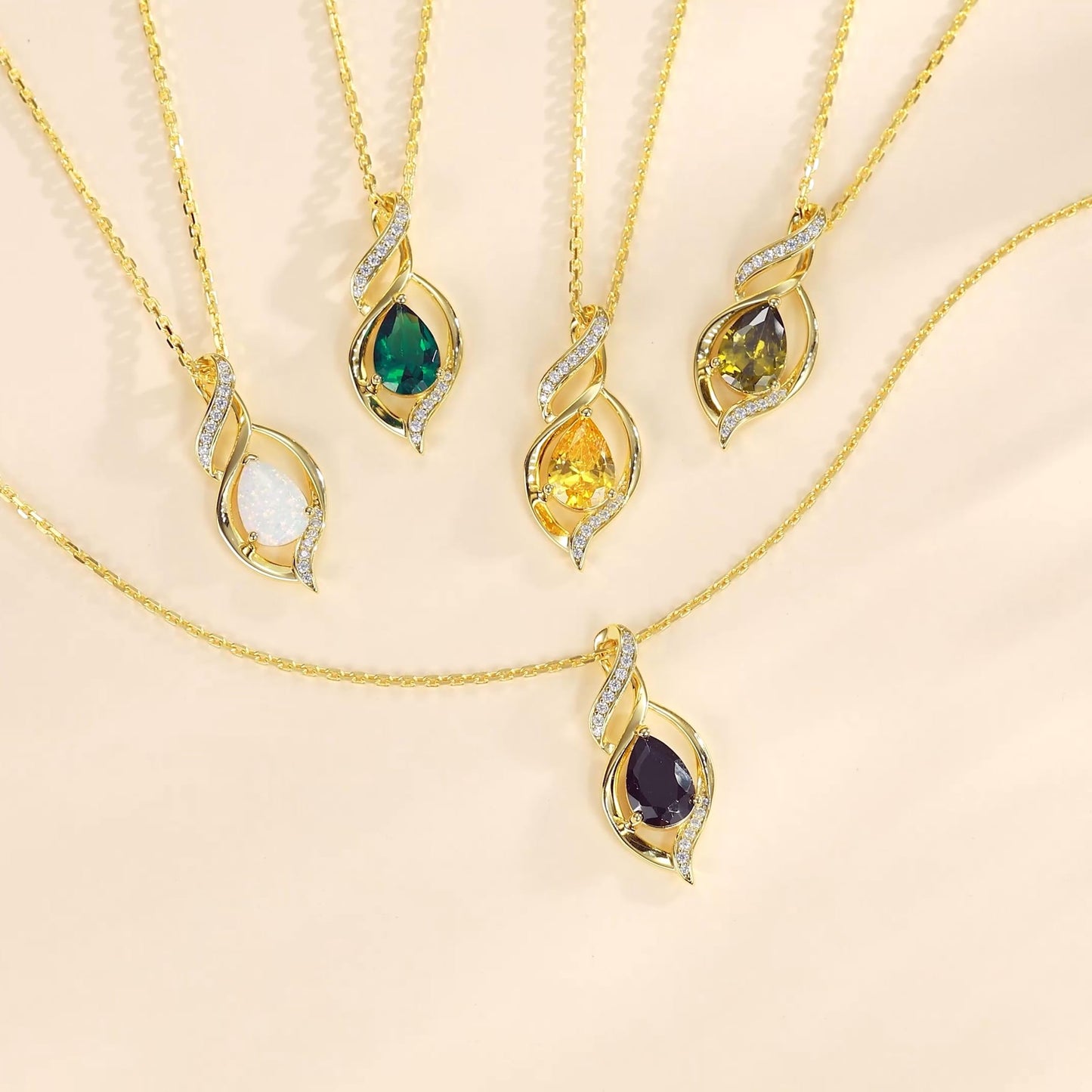 FANCIME 14K Gold Plated August Birthstone Necklace for Women Peridot Teardrop Necklace Sterling Silver Infinity Love Birthday Gifts for Women, 16"+2" Inches
