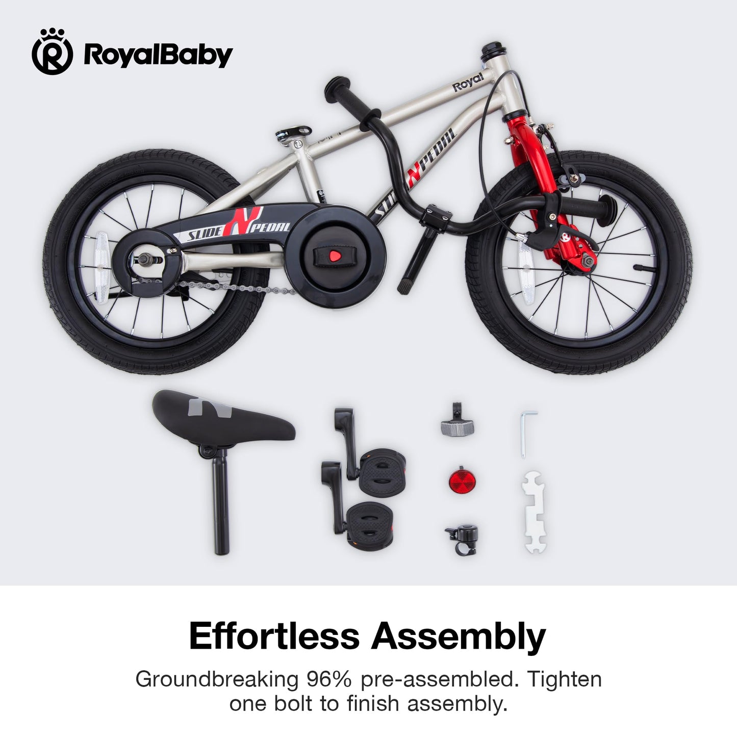 RoyalBaby Bike EZ Kids Bike, Balance and Pedal Bicycle, Coaster with Kickstand, 14 16 18 Inch Toddlers to Big Kids 3-10 Years