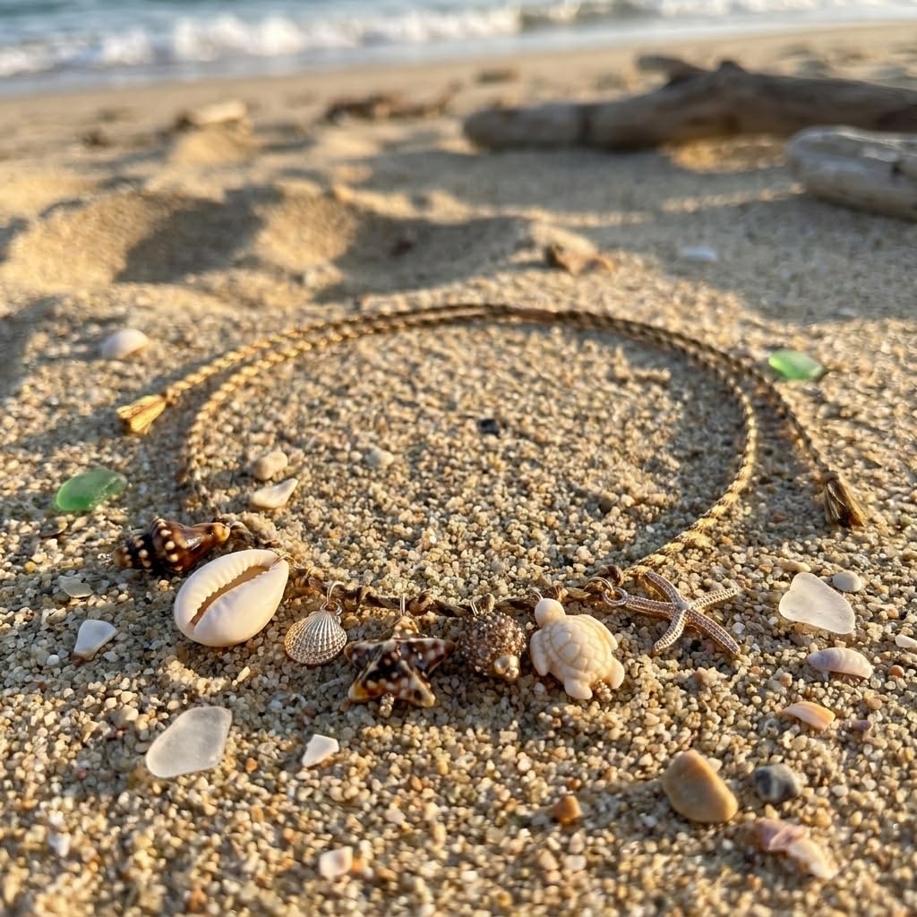 Tyebiva Fish Necklace Summer Beach Braided Rope Beaded Necklace for Women Colorful Seashell Chunky Bead Jewelry Brown Fashion Vacation Gift