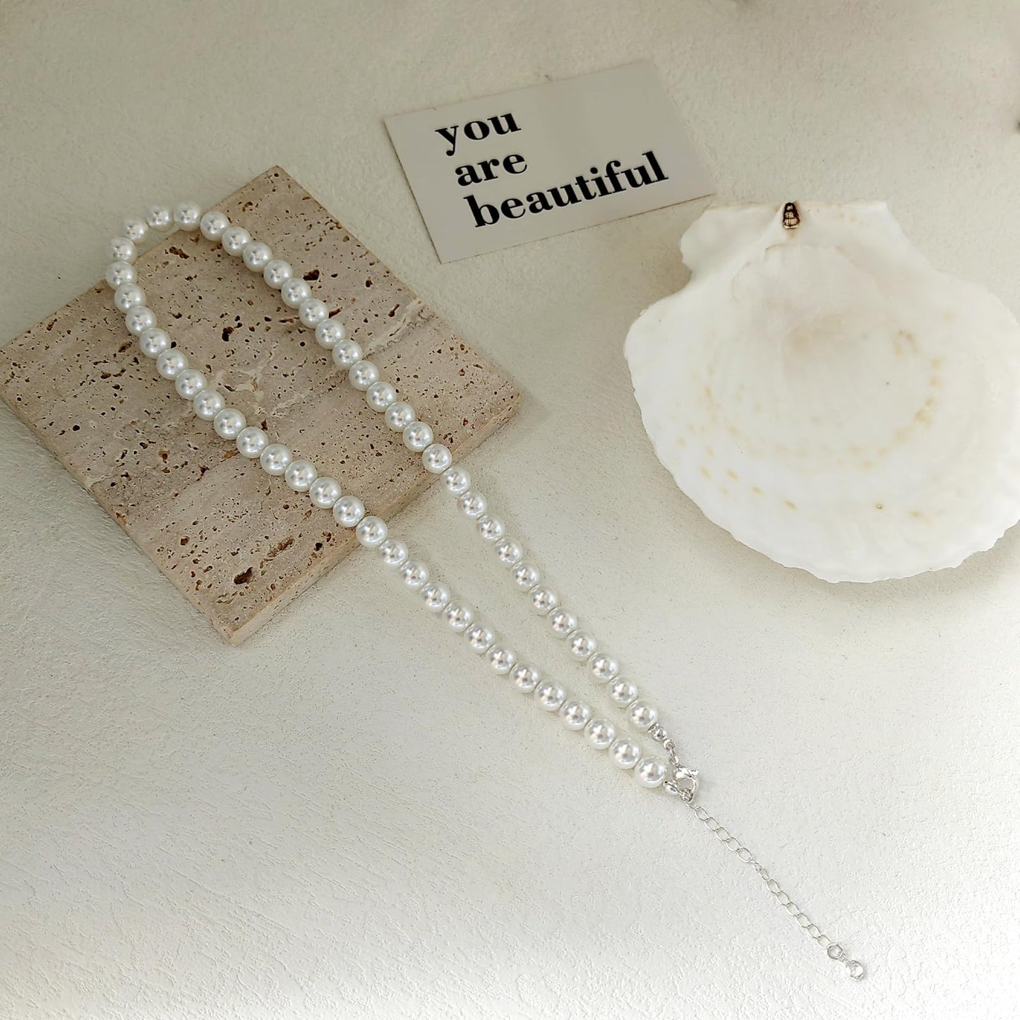 Zeffy Pearl Necklace for Women, 8MM Dainty Round Imitation Pearl Choker Wedding Delicate Jewelry for Women Simple Bridesmaid Jewelry Gifts