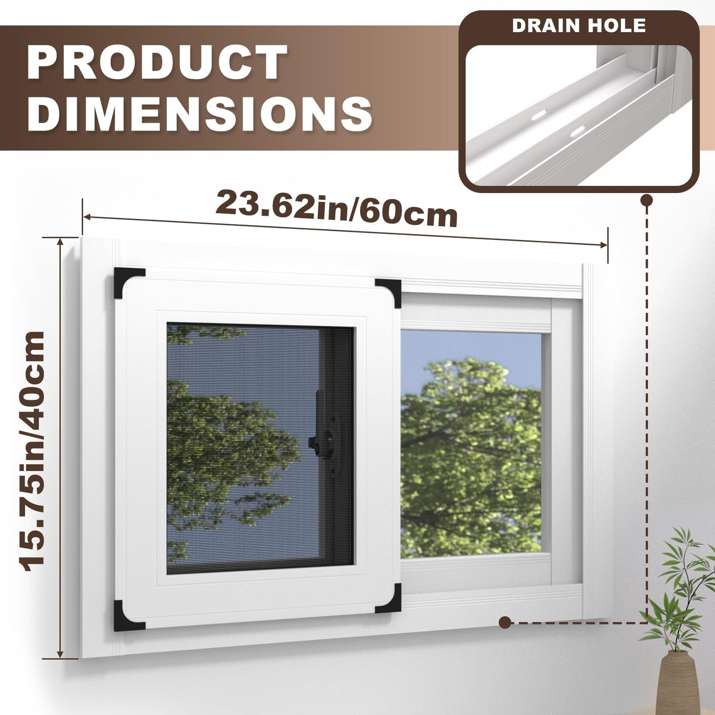 SHZYJBRY Basement Window for Houses, 15.75 x 23.62IN Aluminum Sliding Windows Replacment, Horizontal Replacement Window with Screen and Tempered Glass
