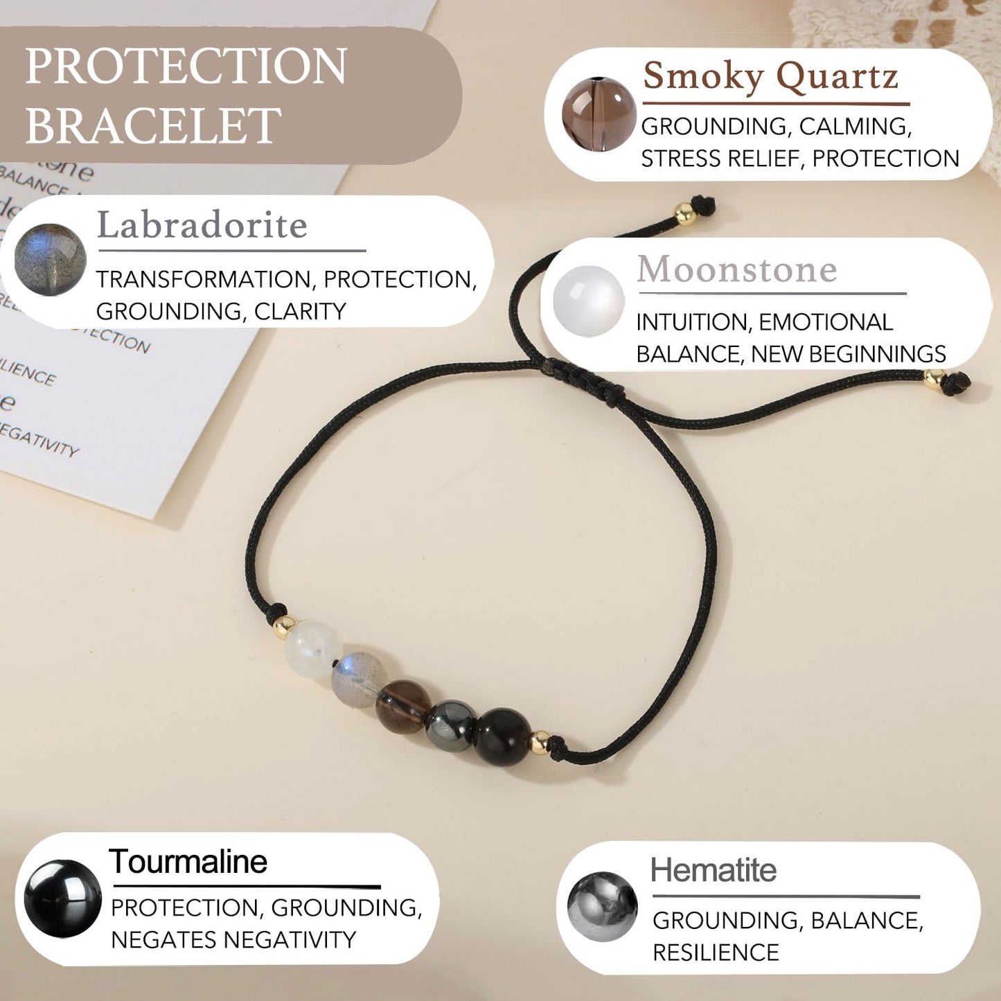 Empath Protection Bracelet Healing Energy Crystals Bracelets for Women, Healing Spiritual Crystal Bracelets Anxiety Relief Bracelet Emotional Gifts Hope Bracelets for Women Jewelry Gift